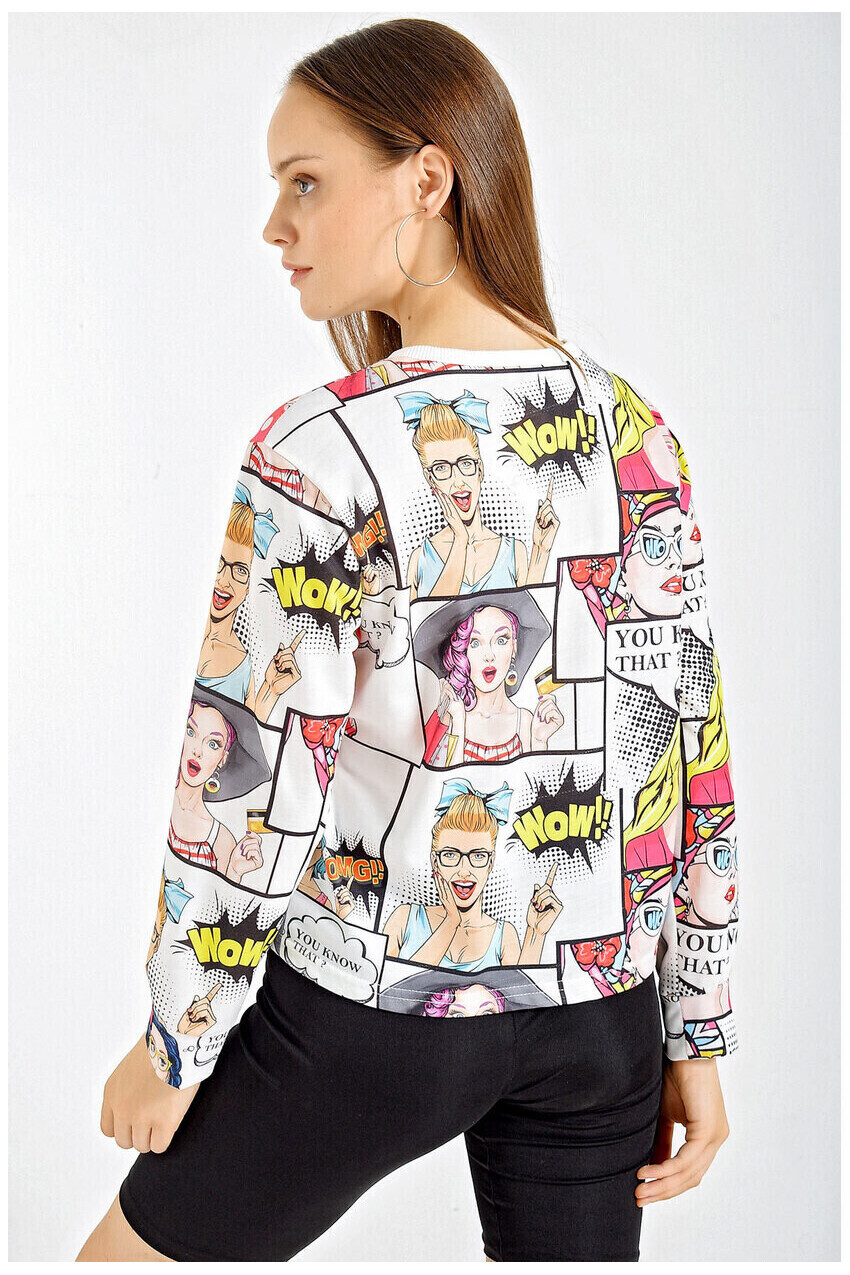 Grafik Desen Sweatshirt