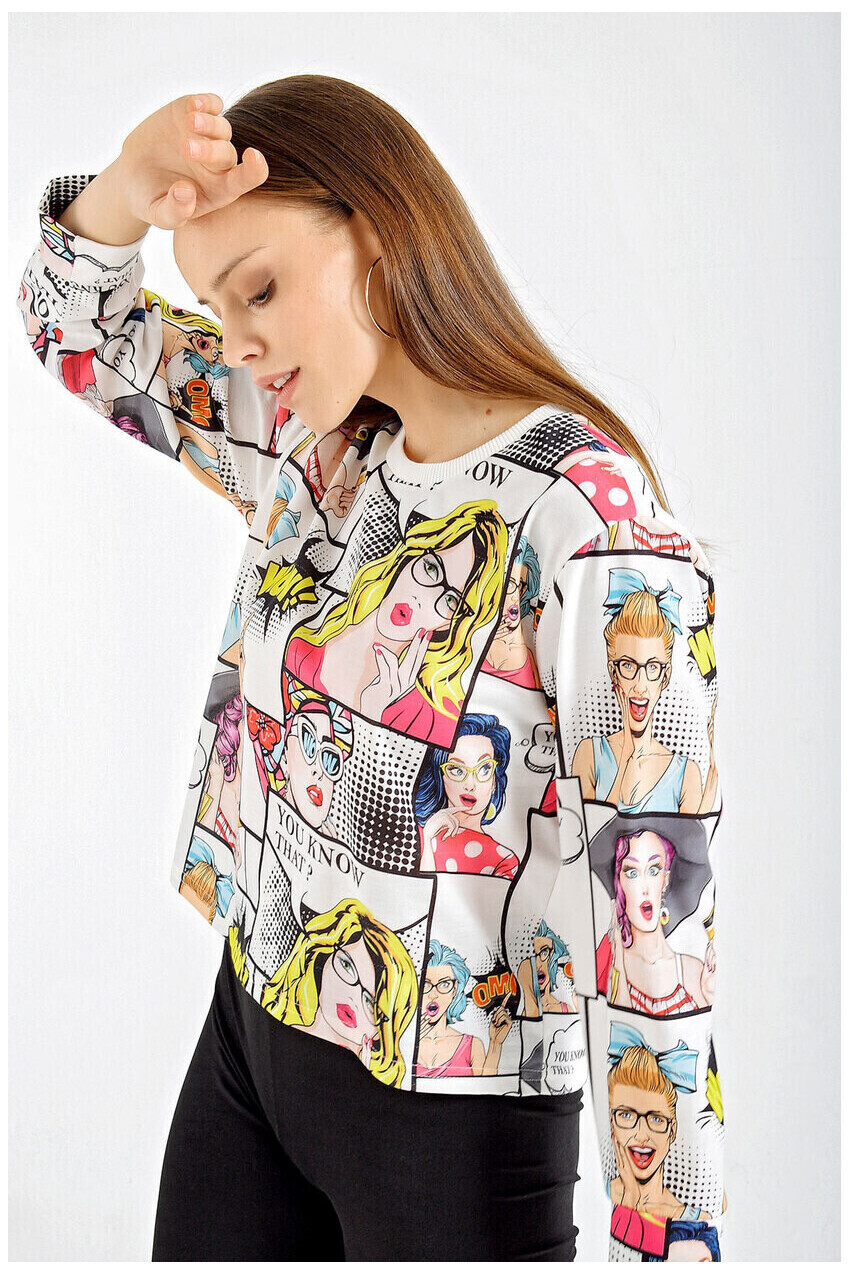 Grafik Desen Sweatshirt