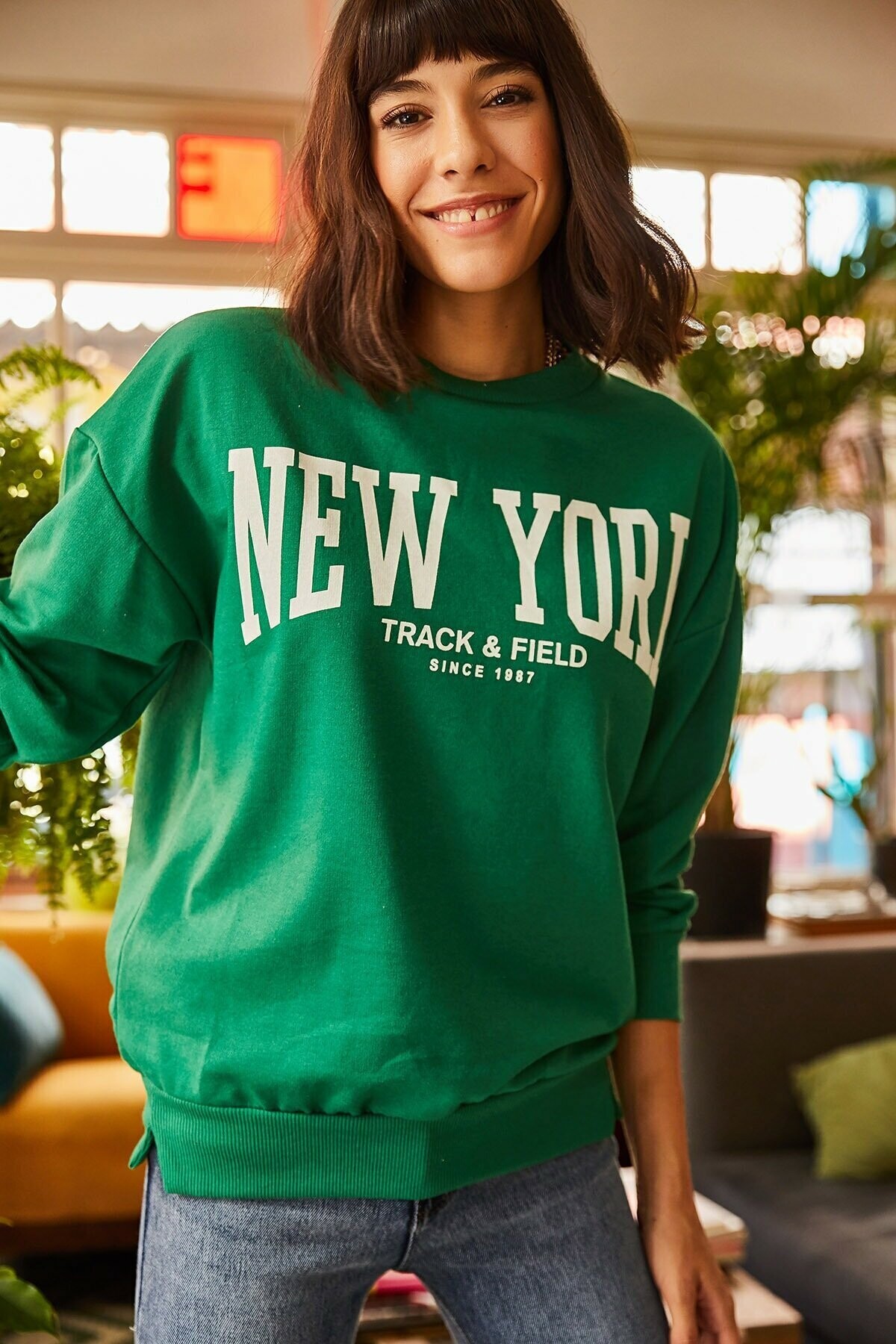 New York Baskılı Sweatshirt