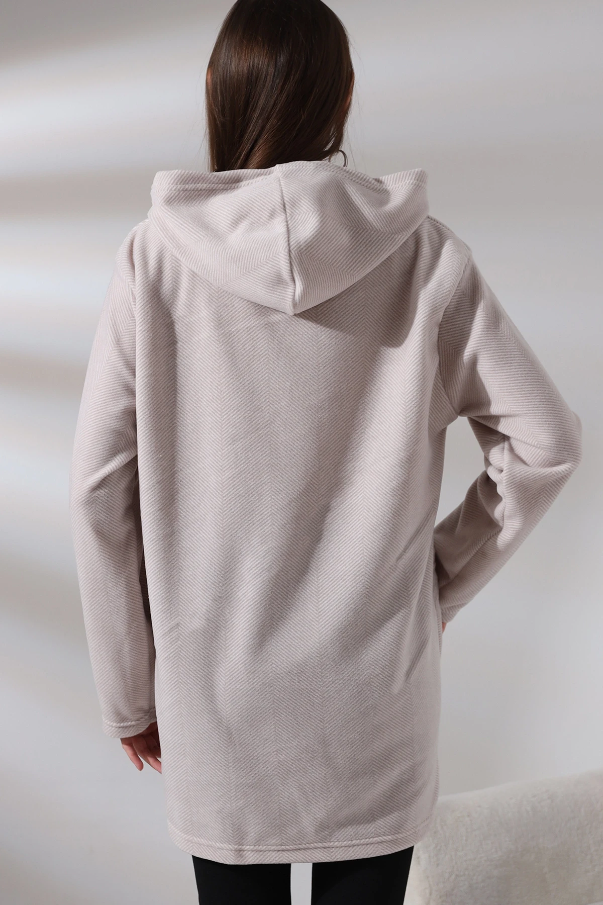 Çizgi Detay Polar Sweatshirt - Büyük Beden