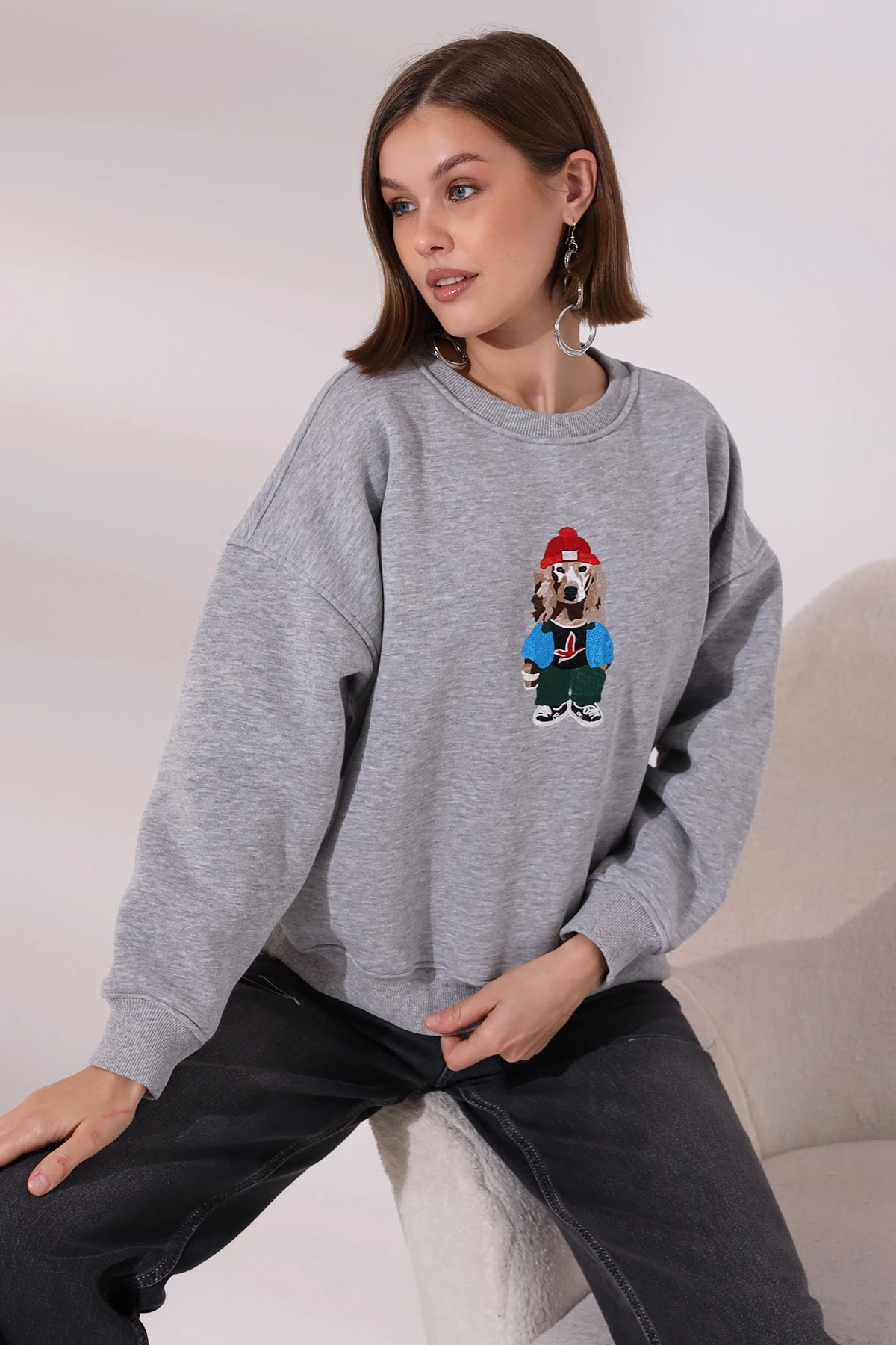 Köpek Baskılı Sweatshirt