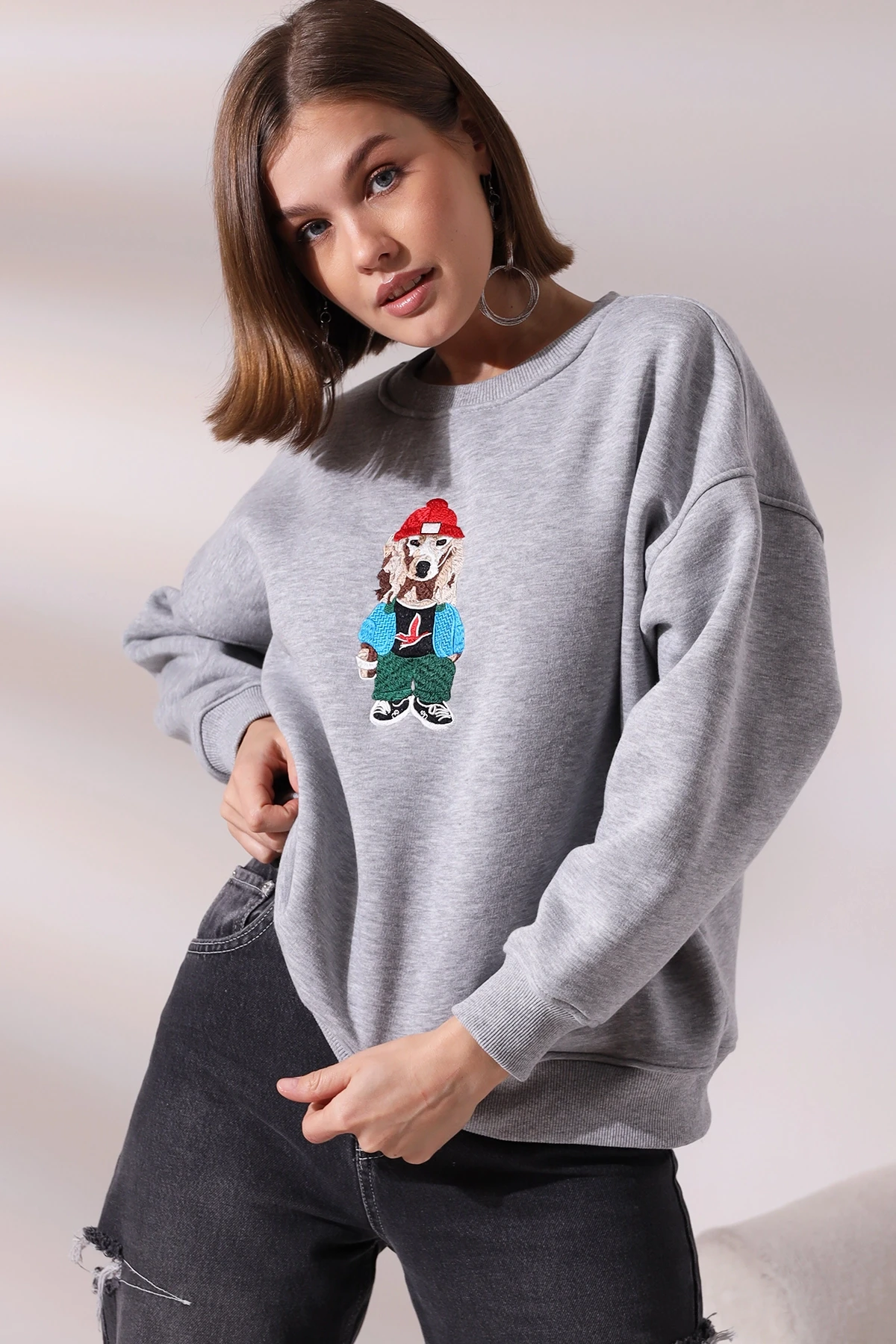 Köpek Baskılı Sweatshirt