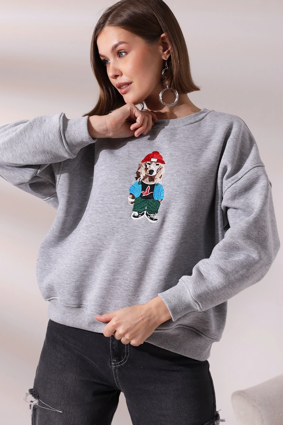 Köpek Baskılı Sweatshirt