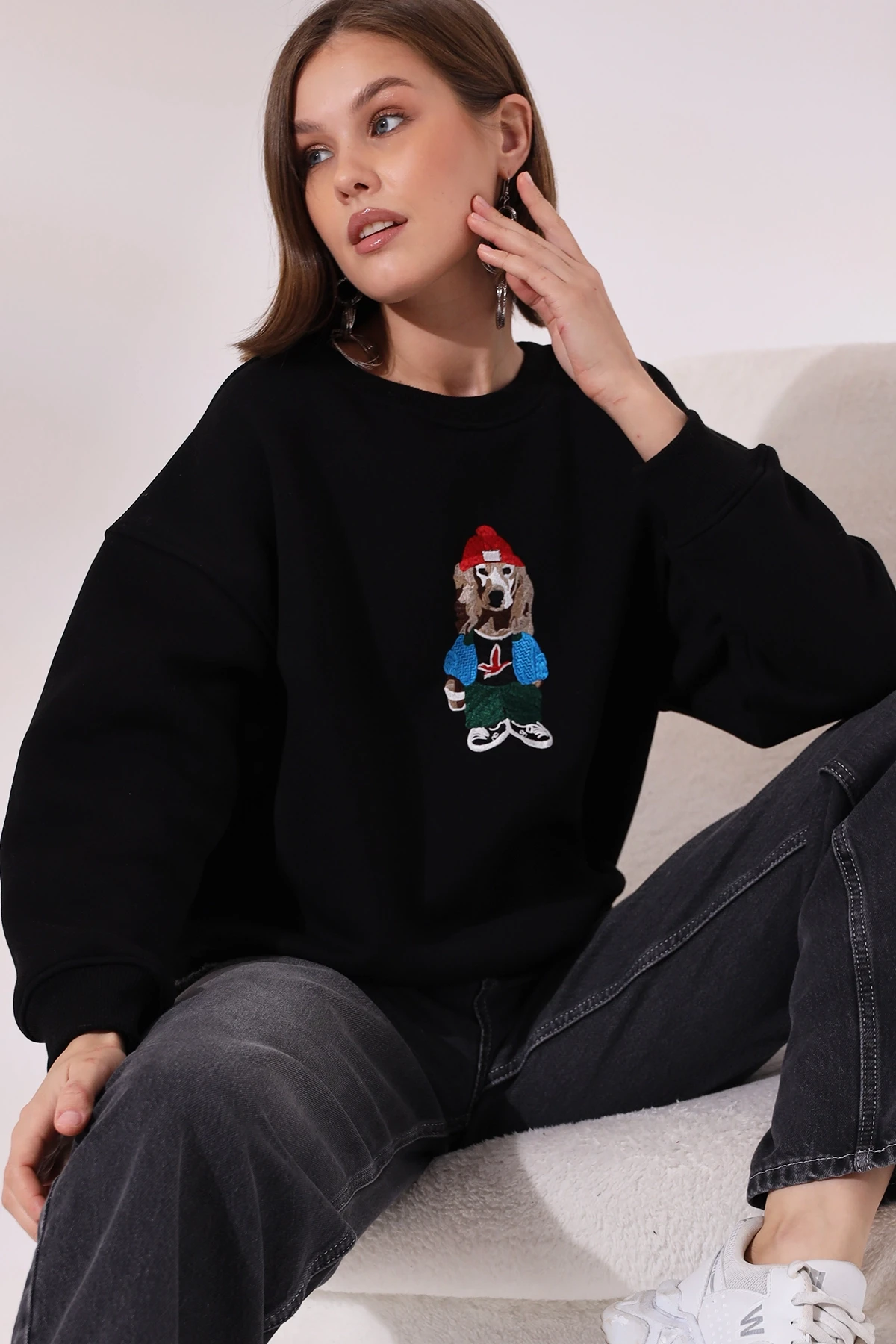 Köpek Baskılı Sweatshirt