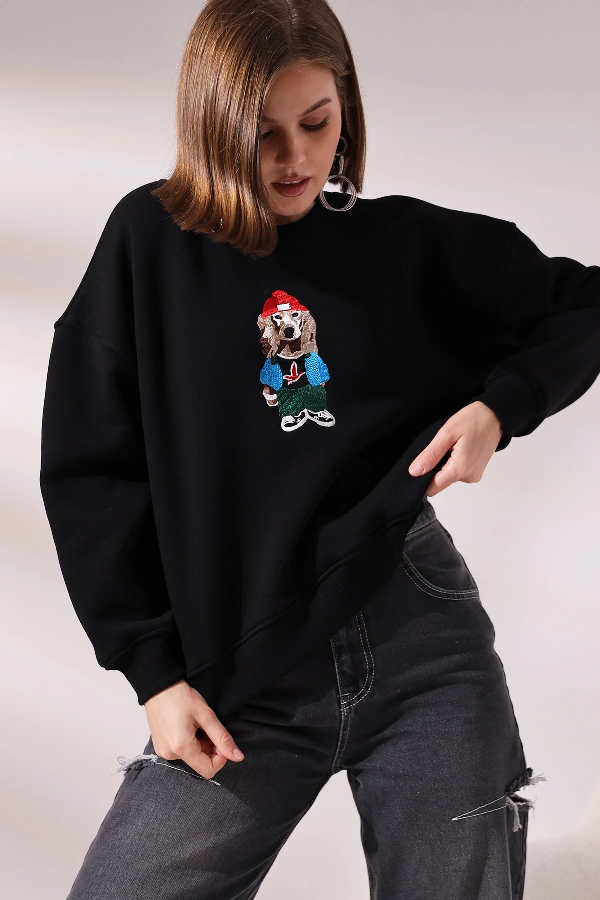 Köpek Baskılı Sweatshirt