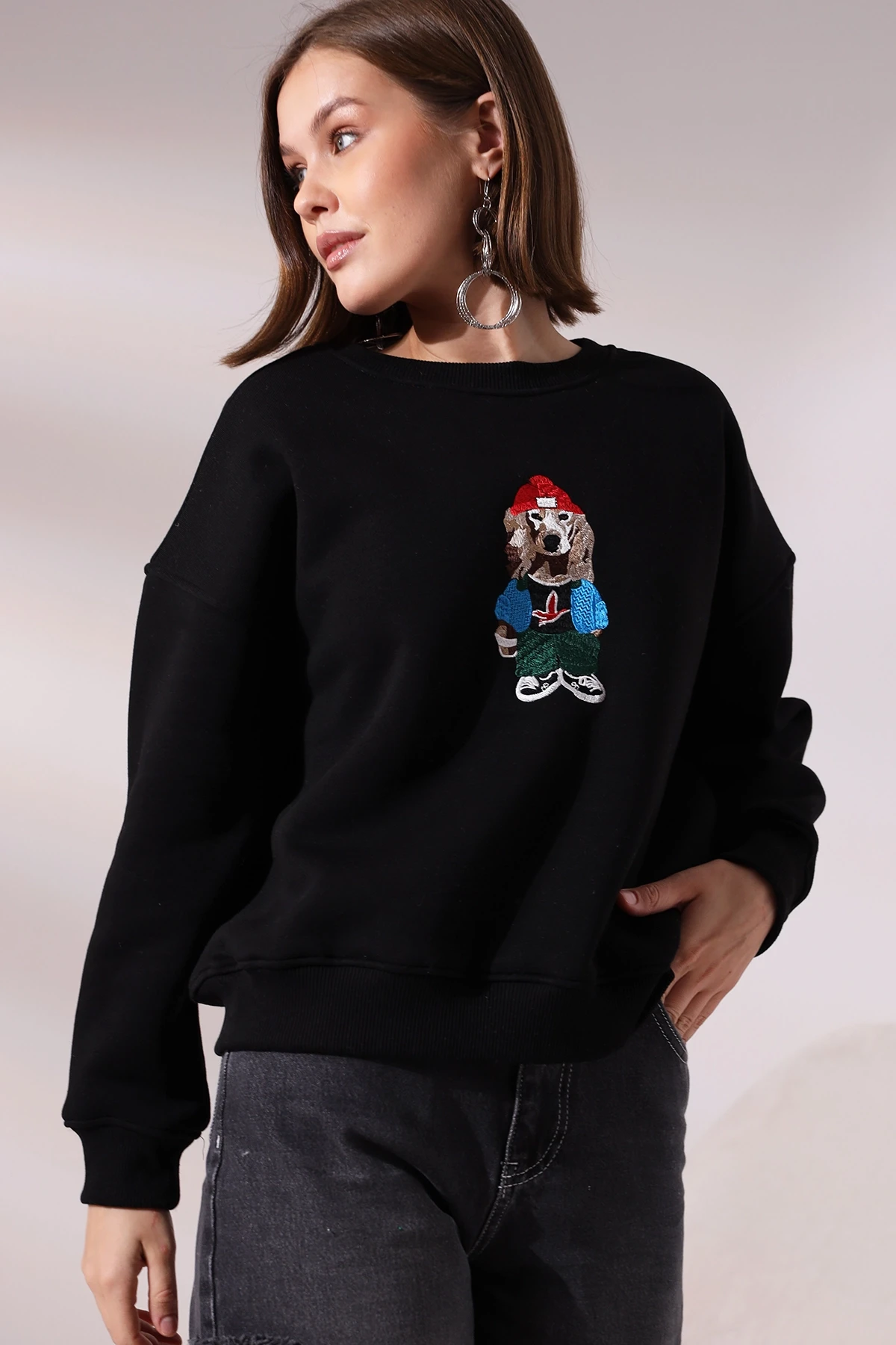 Köpek Baskılı Sweatshirt