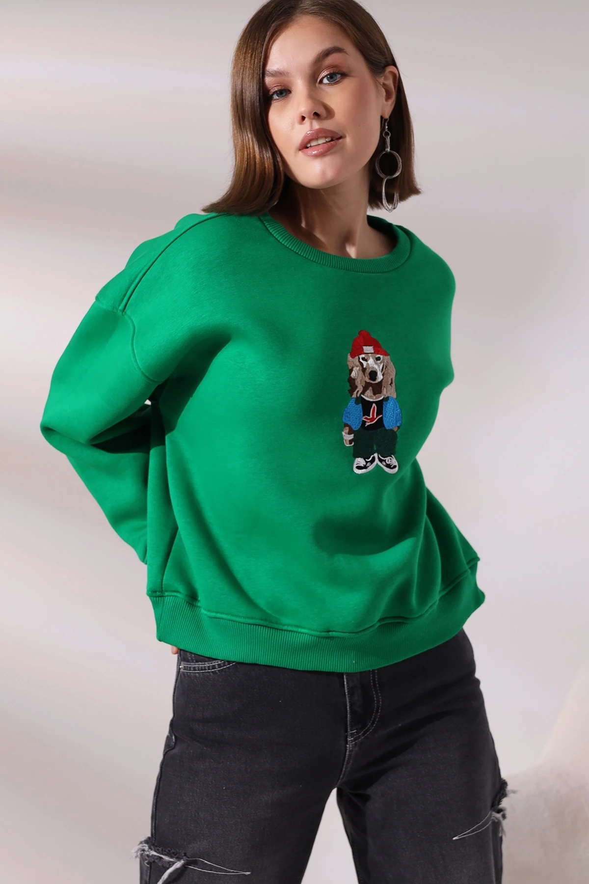 Köpek Baskılı Sweatshirt