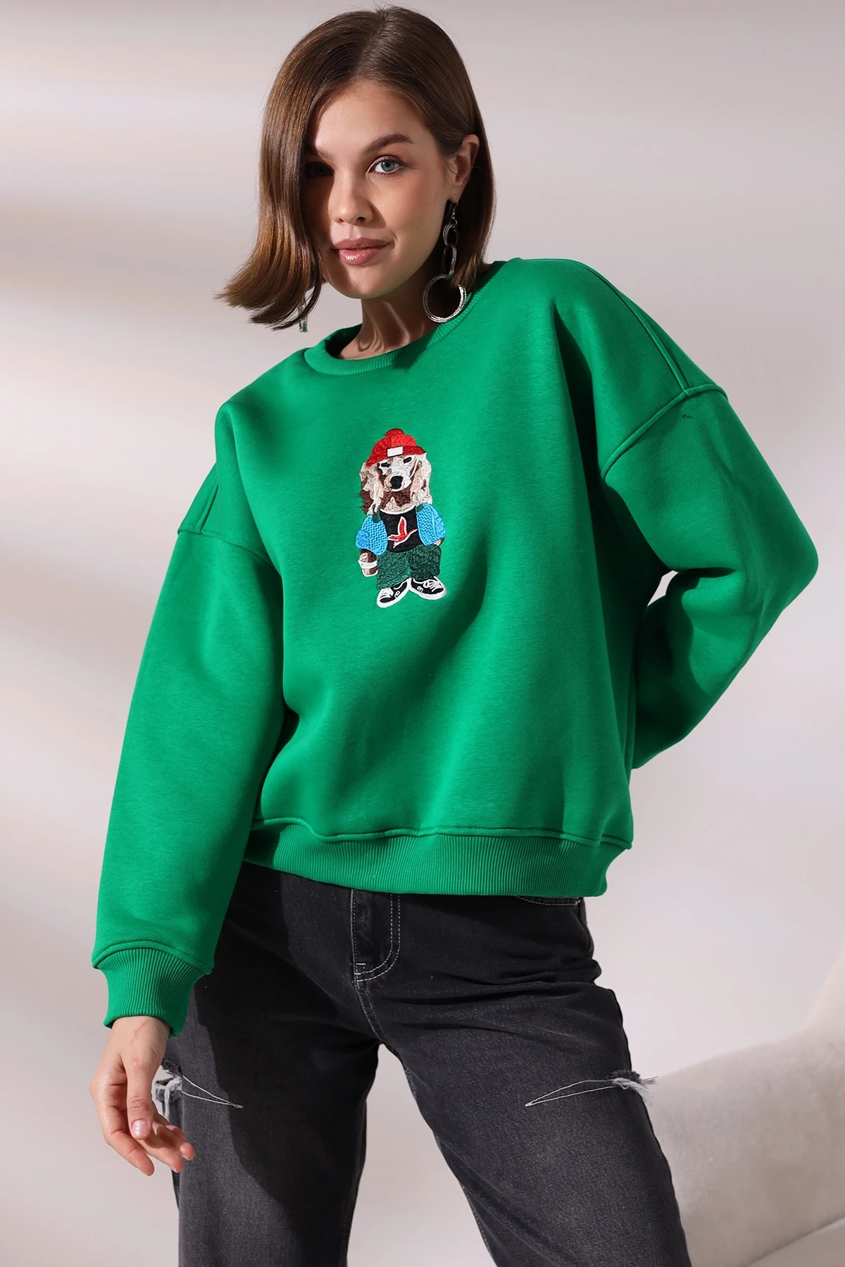 Köpek Baskılı Sweatshirt