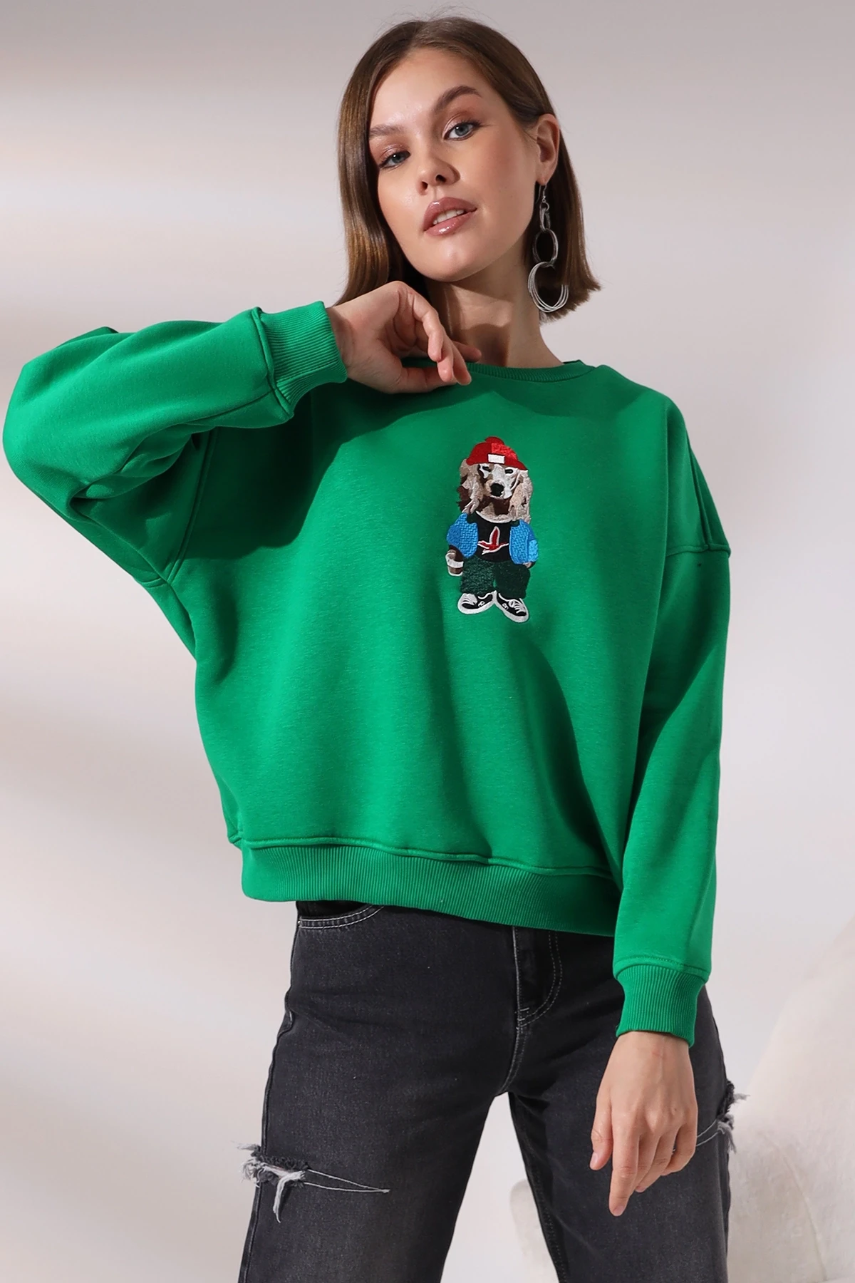 Köpek Baskılı Sweatshirt