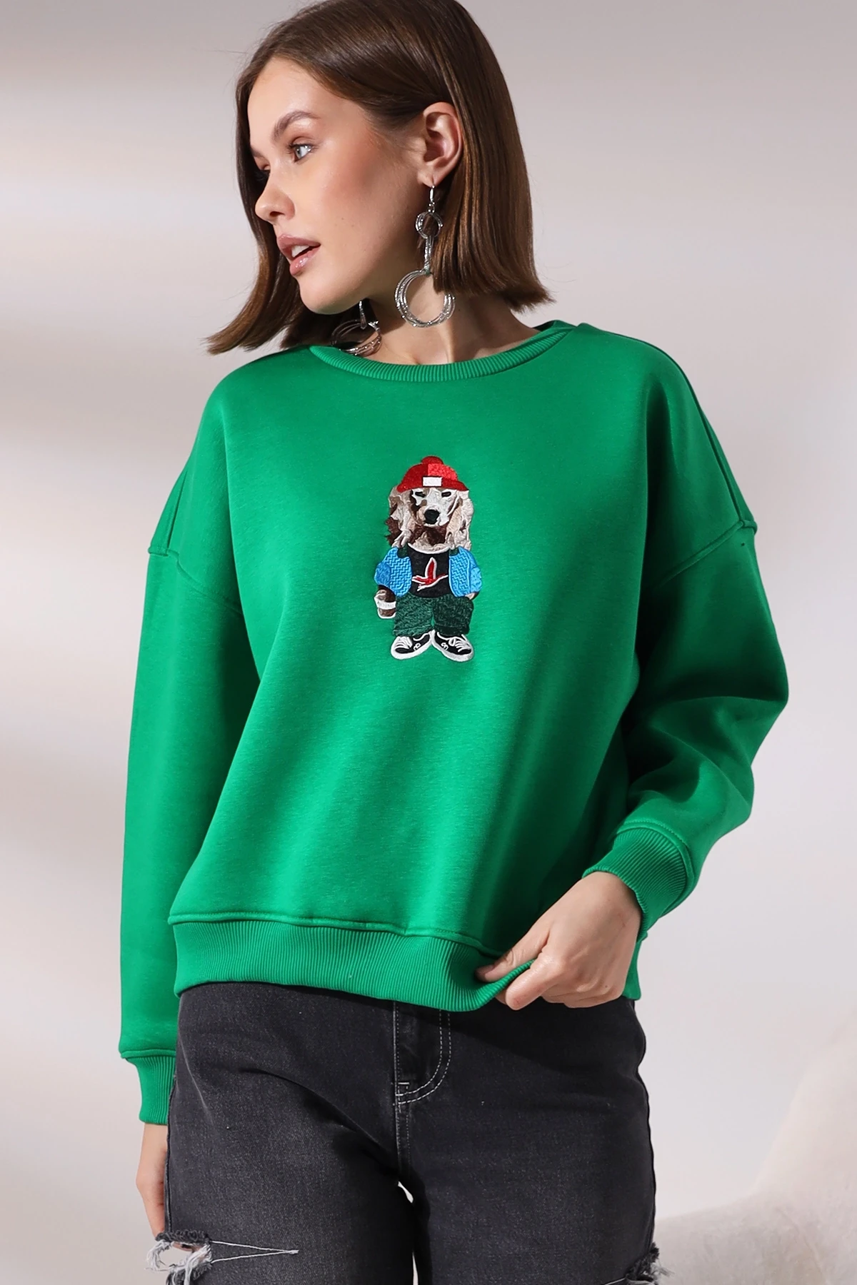 Köpek Baskılı Sweatshirt