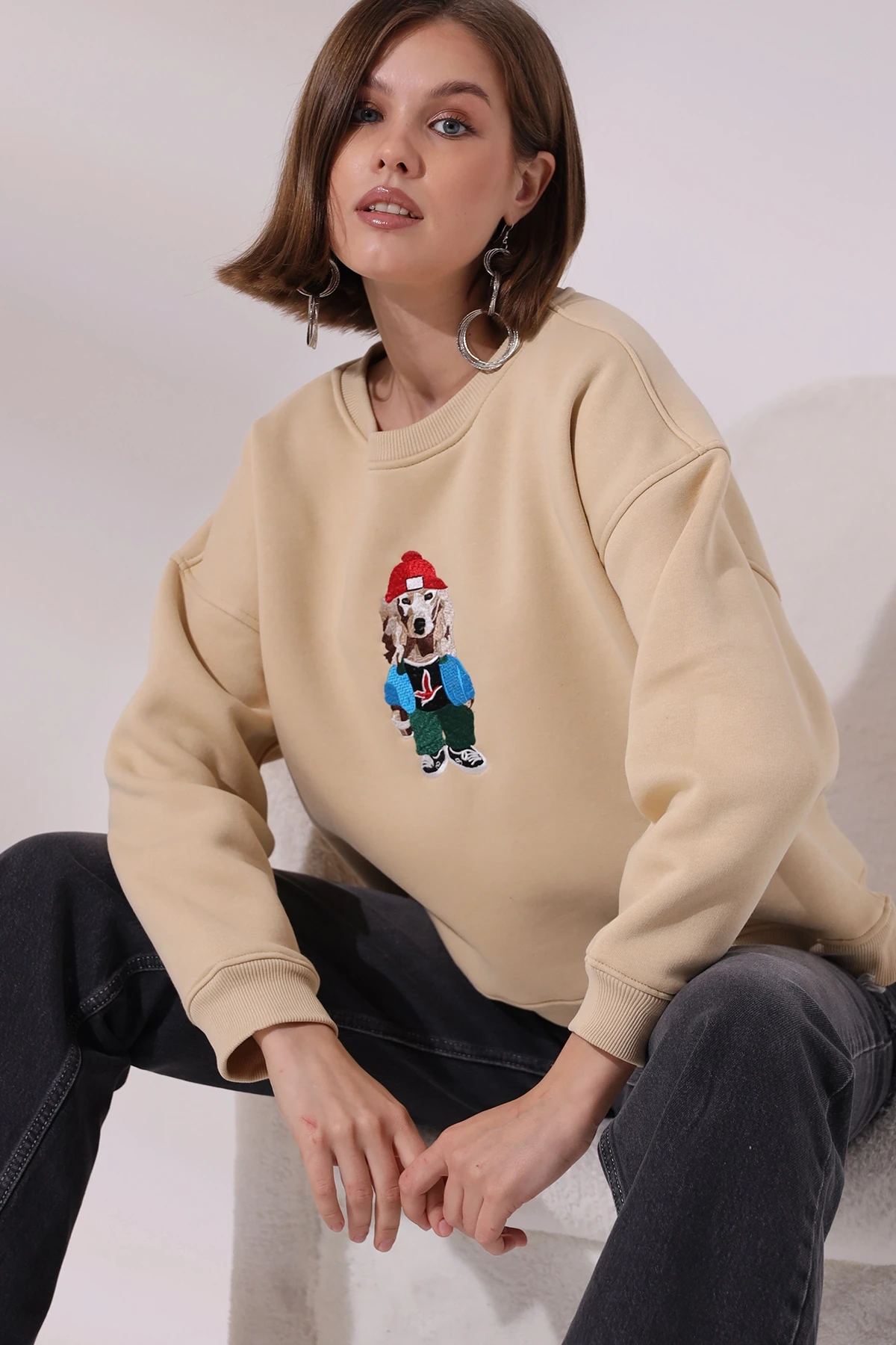 Köpek Baskılı Sweatshirt