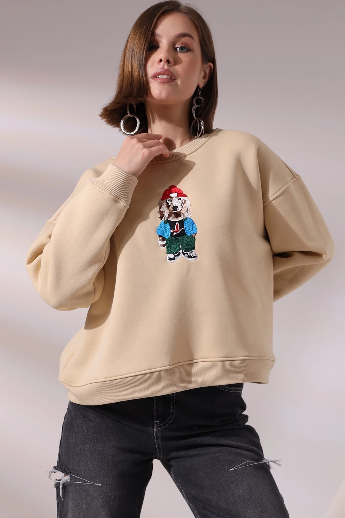 Köpek Baskılı Sweatshirt