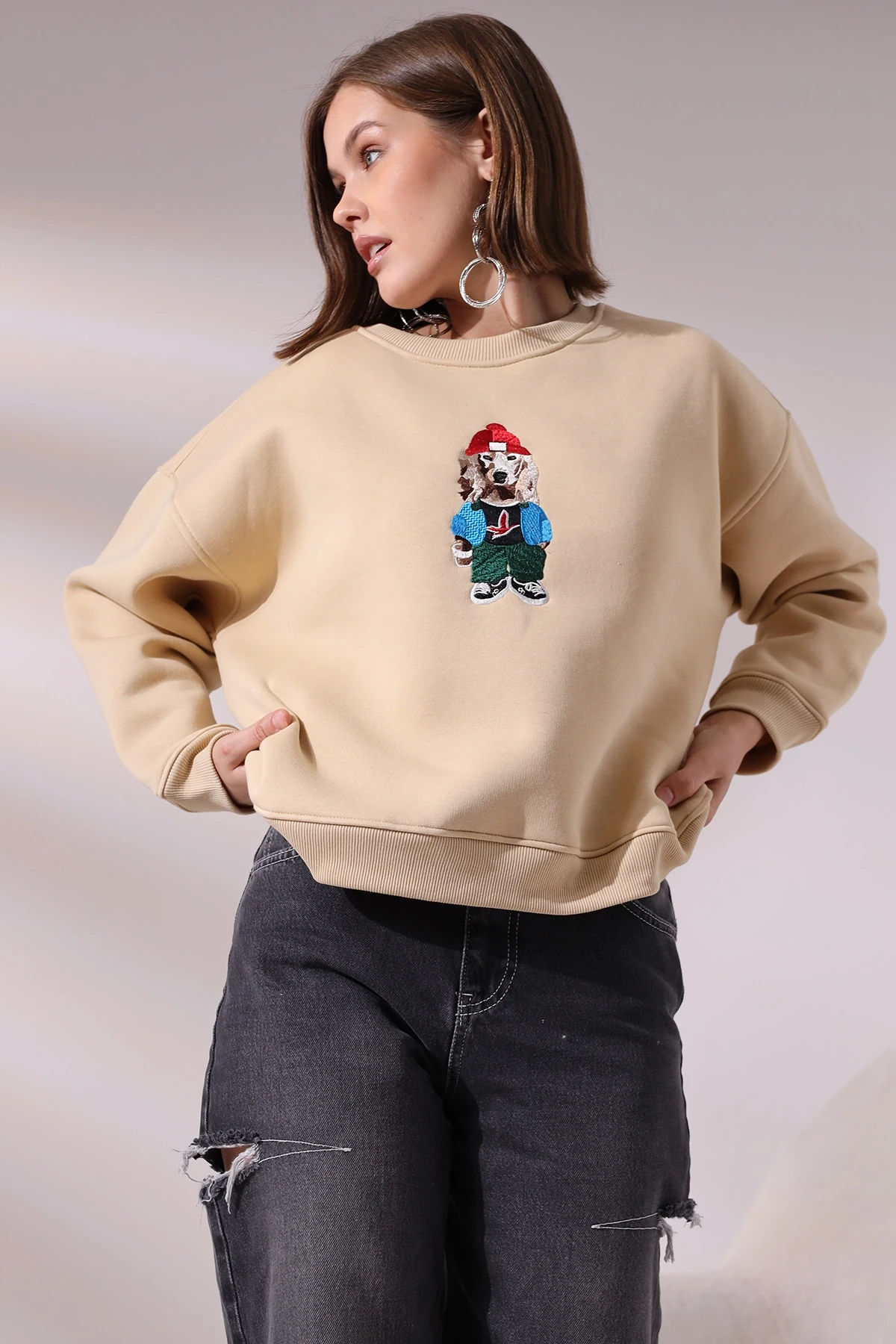 Köpek Baskılı Sweatshirt