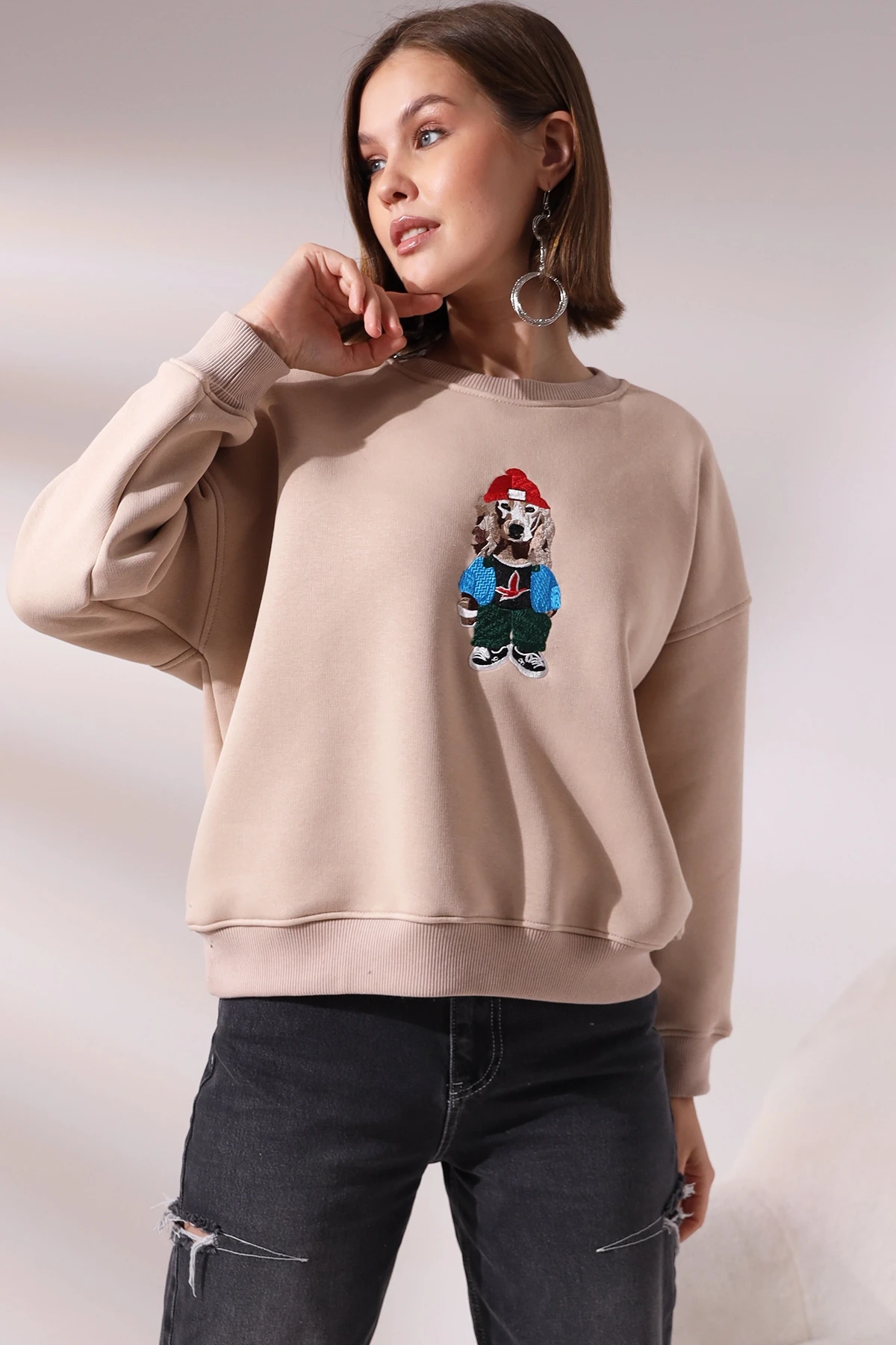 Köpek Baskılı Sweatshirt