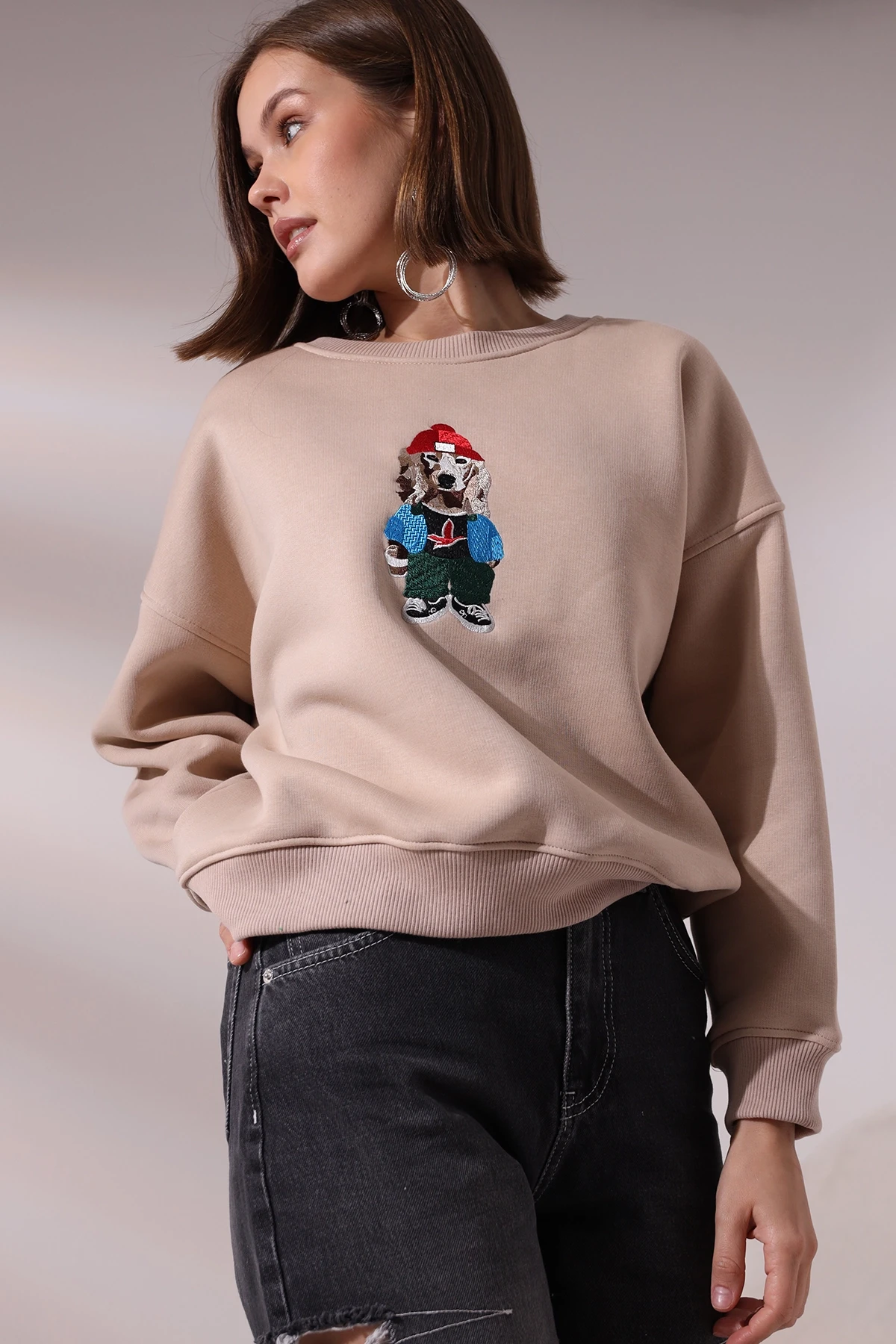 Köpek Baskılı Sweatshirt