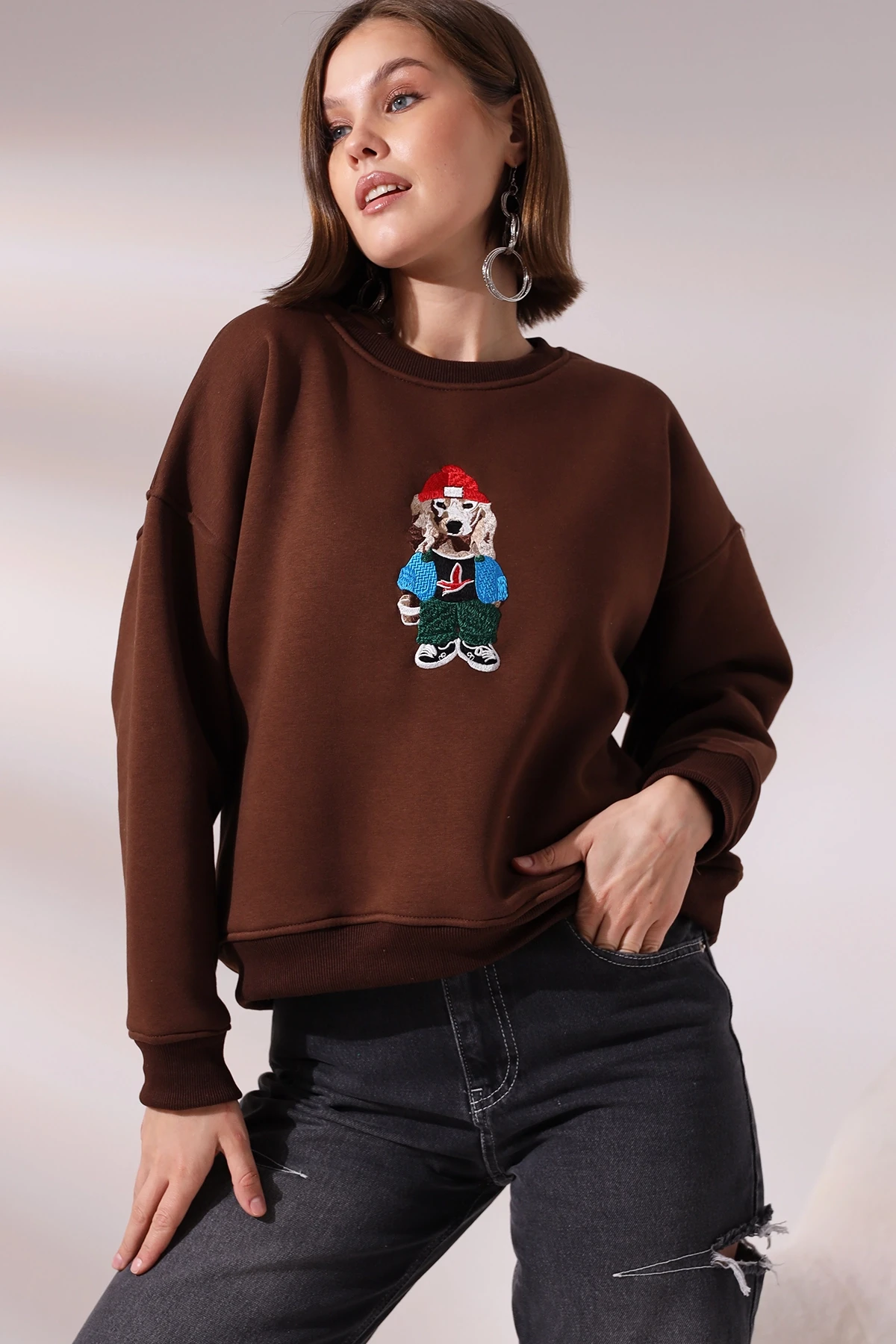 Köpek Baskılı Sweatshirt