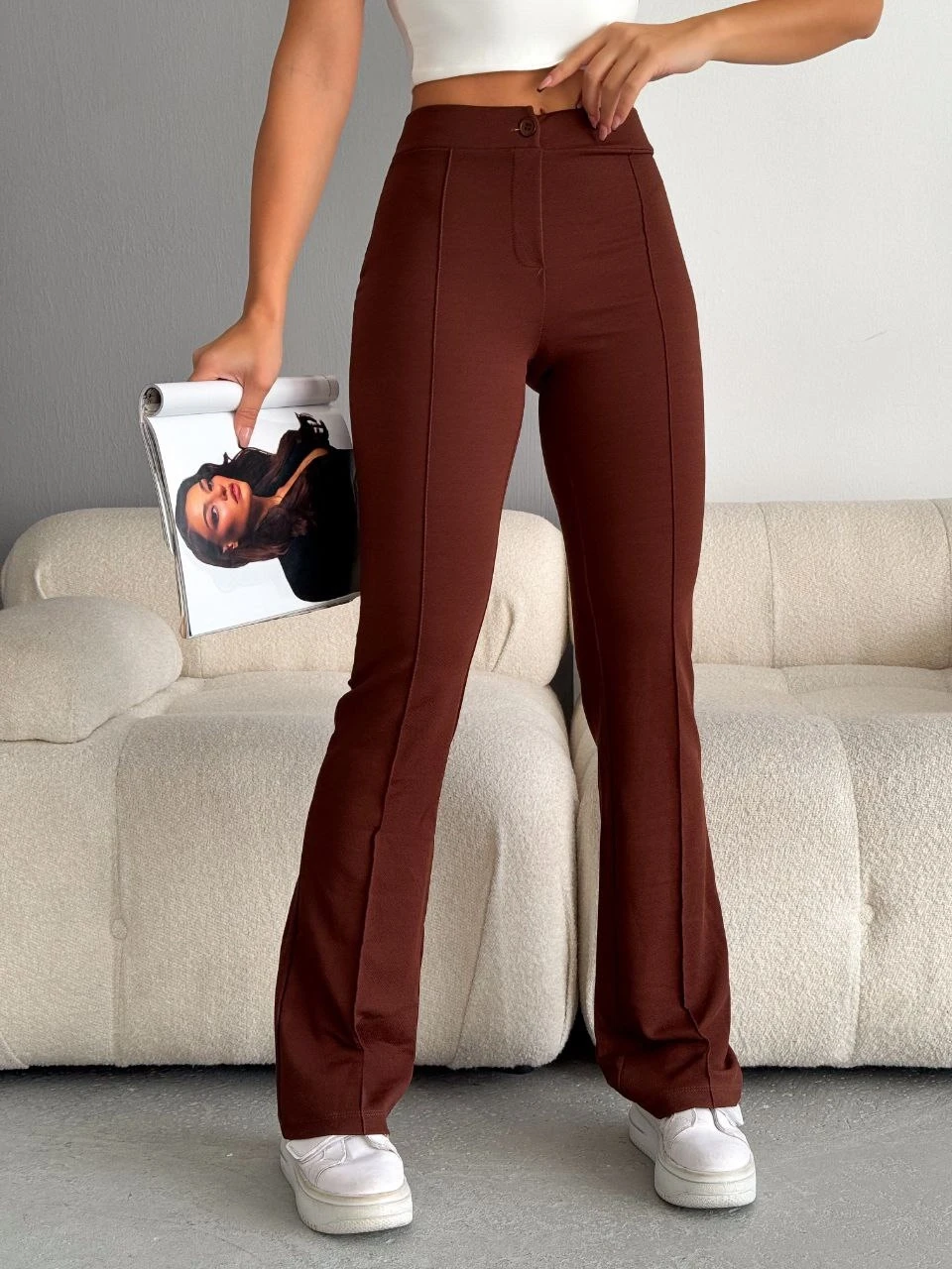 Likralı Çimalı Pantalon