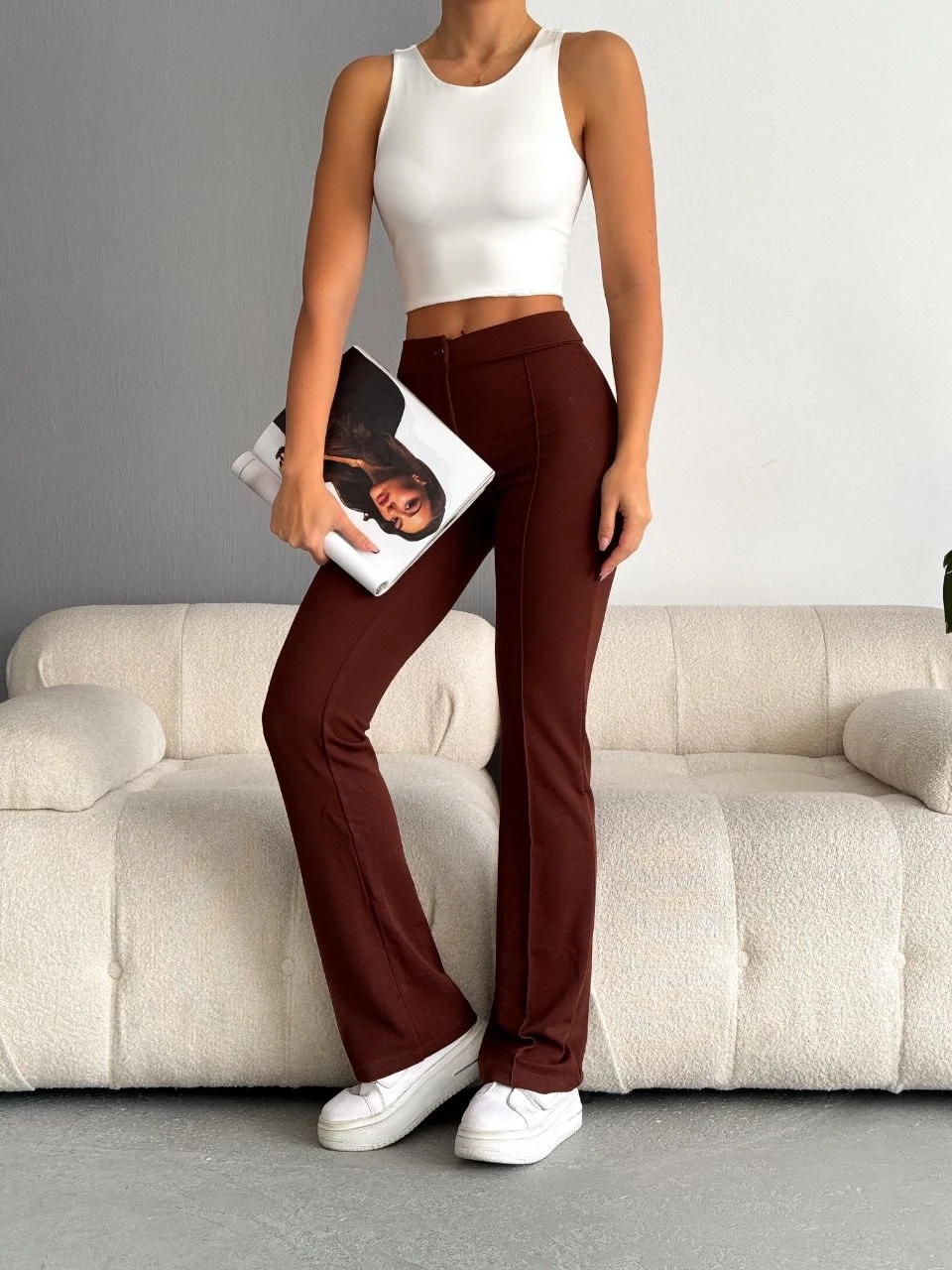 Likralı Çimalı Pantalon