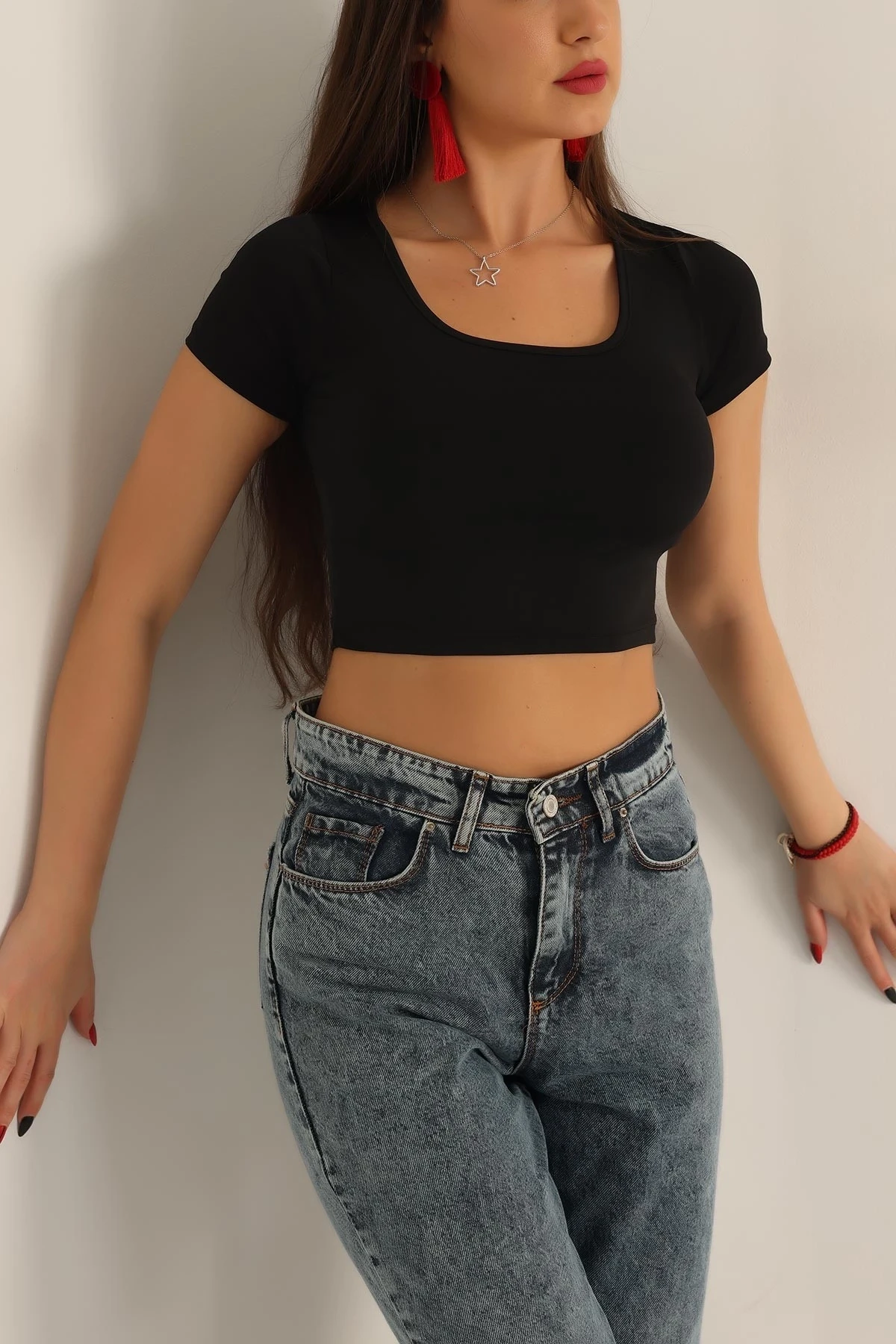 Sandy Kumaş Crop Bluz