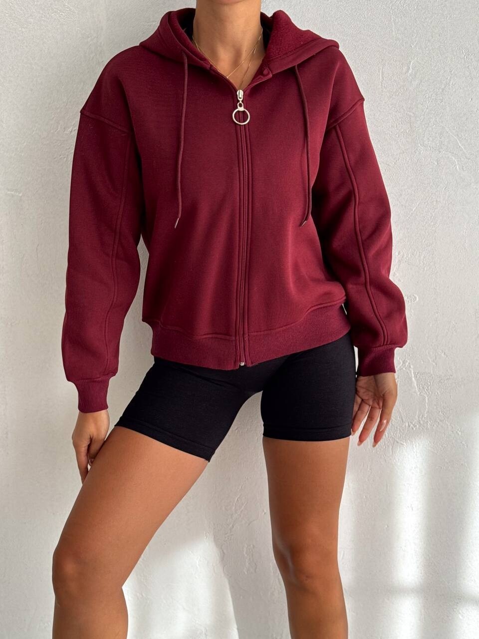 3 İplik Şardonlu Sweatshirt Bordo