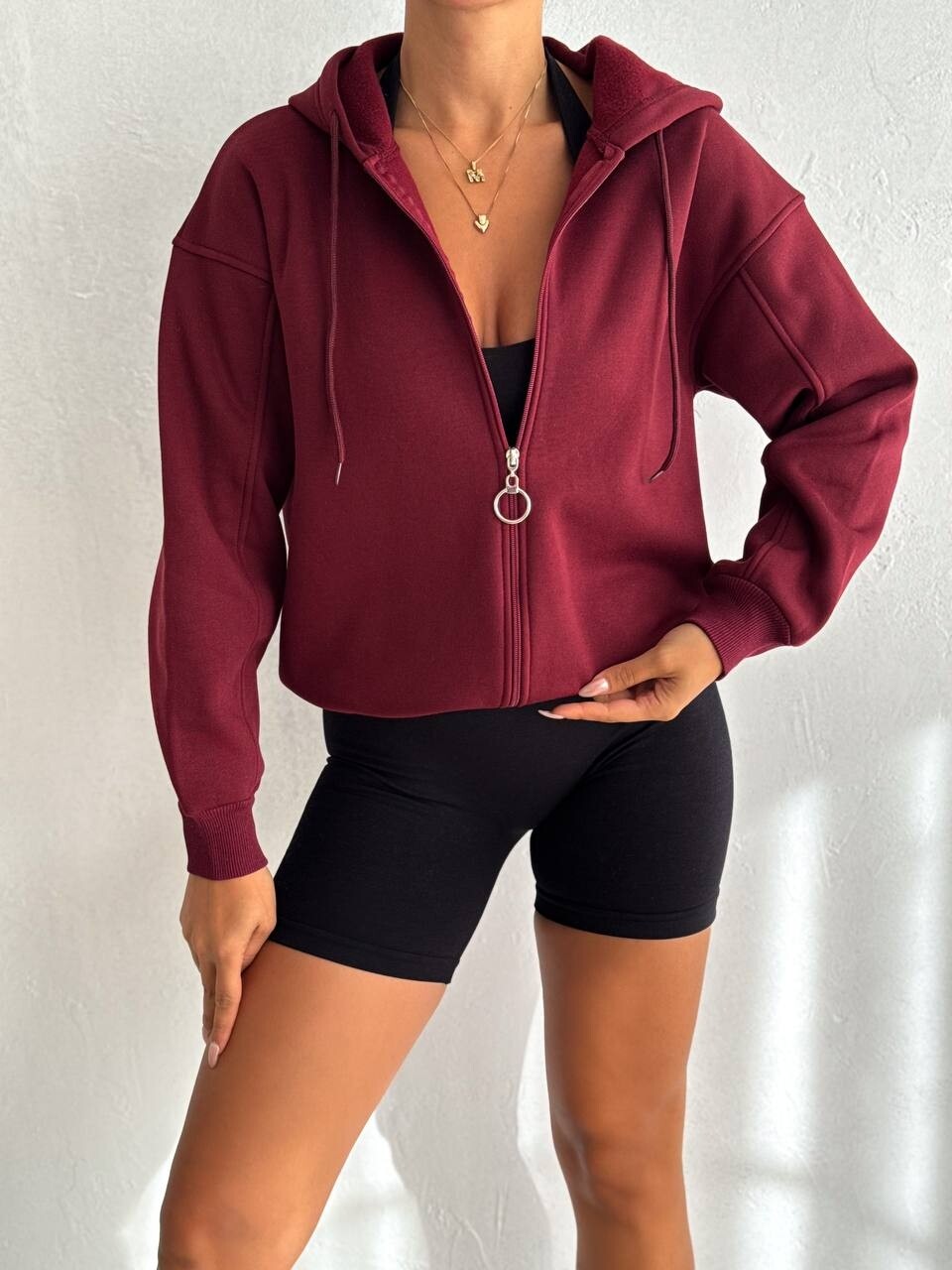 3 İplik Şardonlu Sweatshirt Bordo