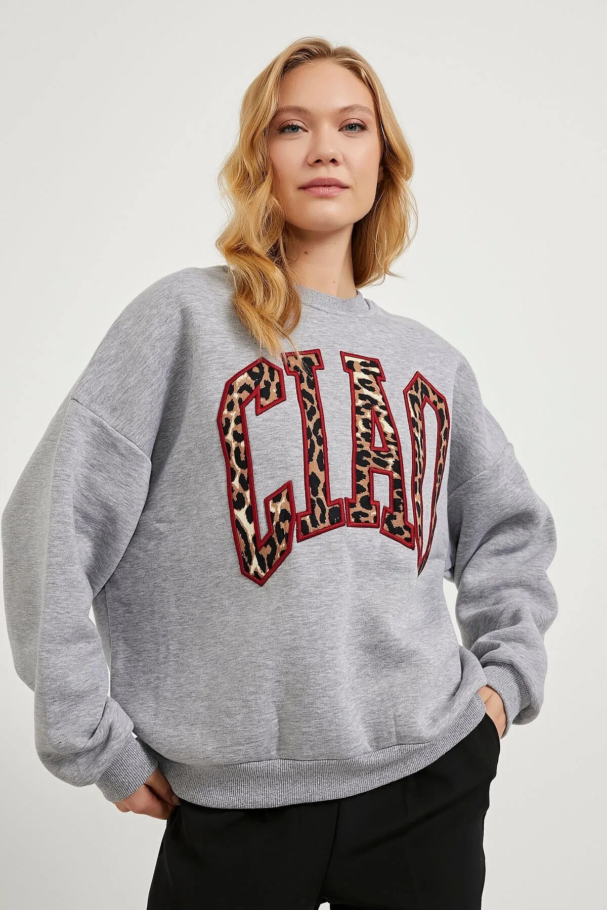 CIAO Leopar Desen Oversize Sweatshirt