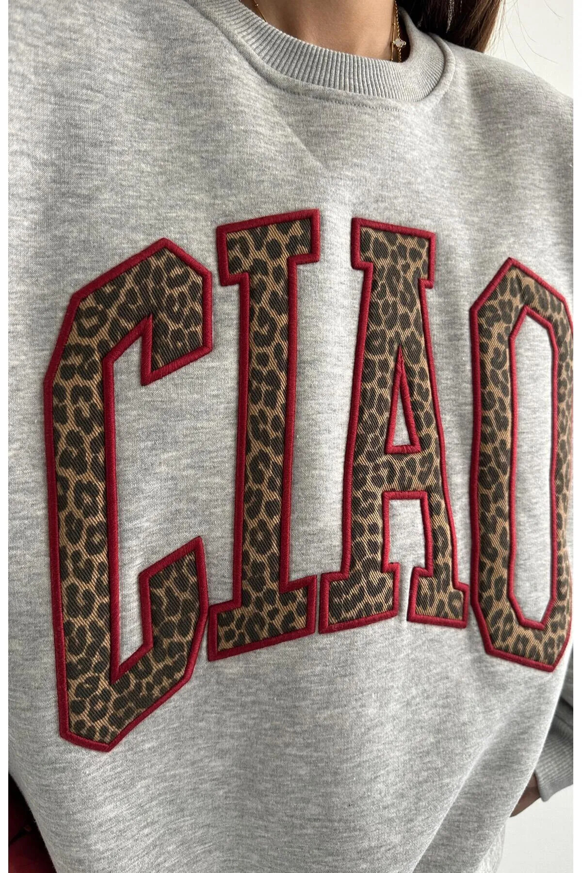 CIAO Leopar Desen Oversize Sweatshirt