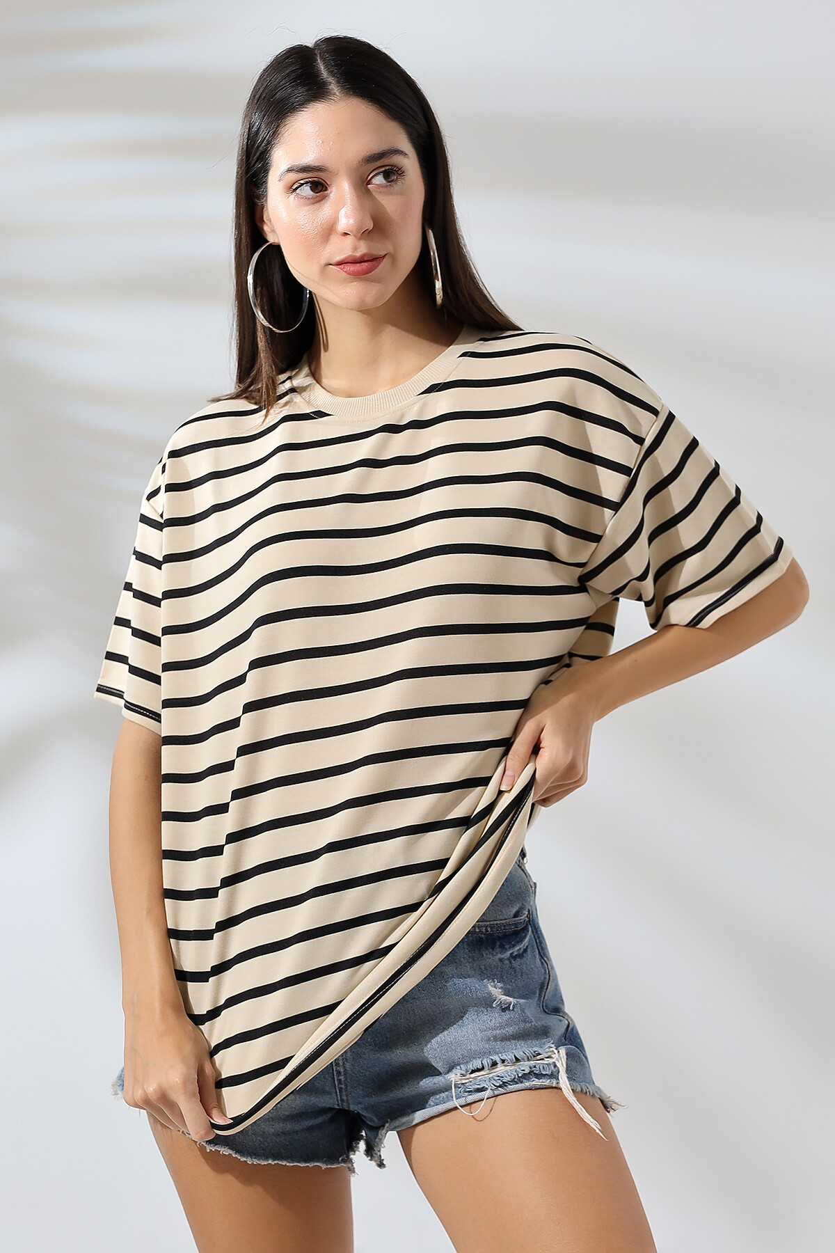 Çizgili Oversize T-Shirt