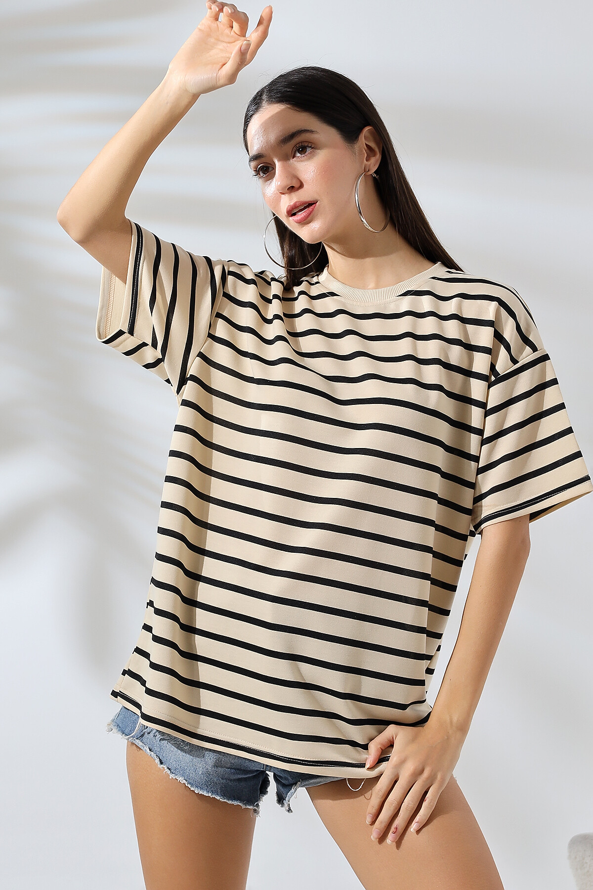 Çizgili Oversize T-Shirt