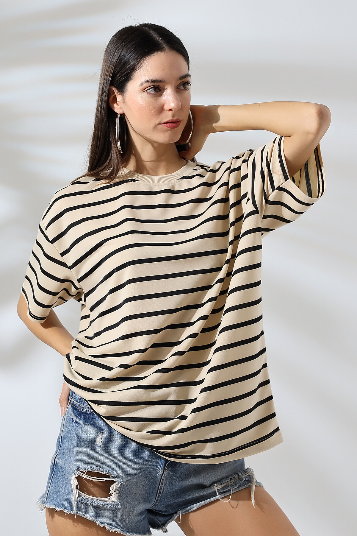 Çizgili Oversize T-Shirt