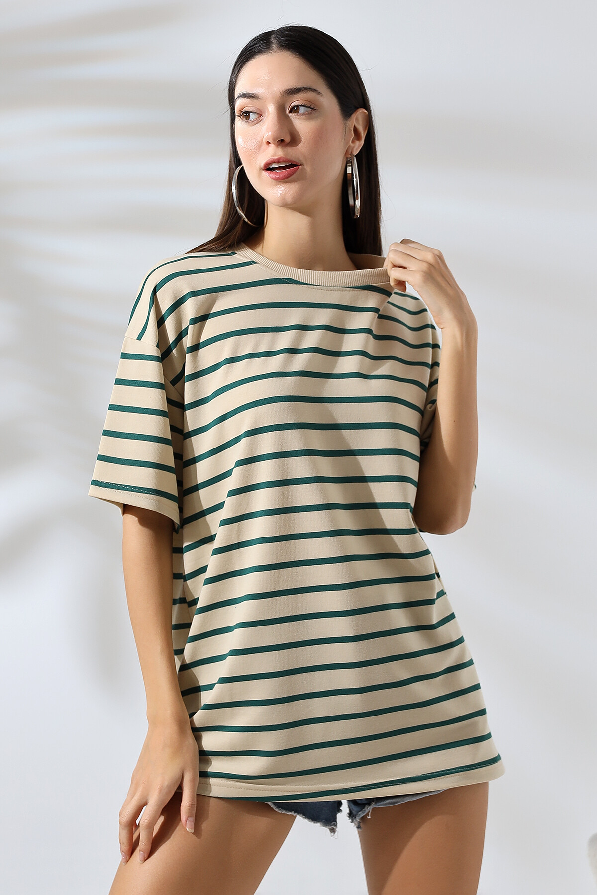 Çizgili Oversize T-Shirt