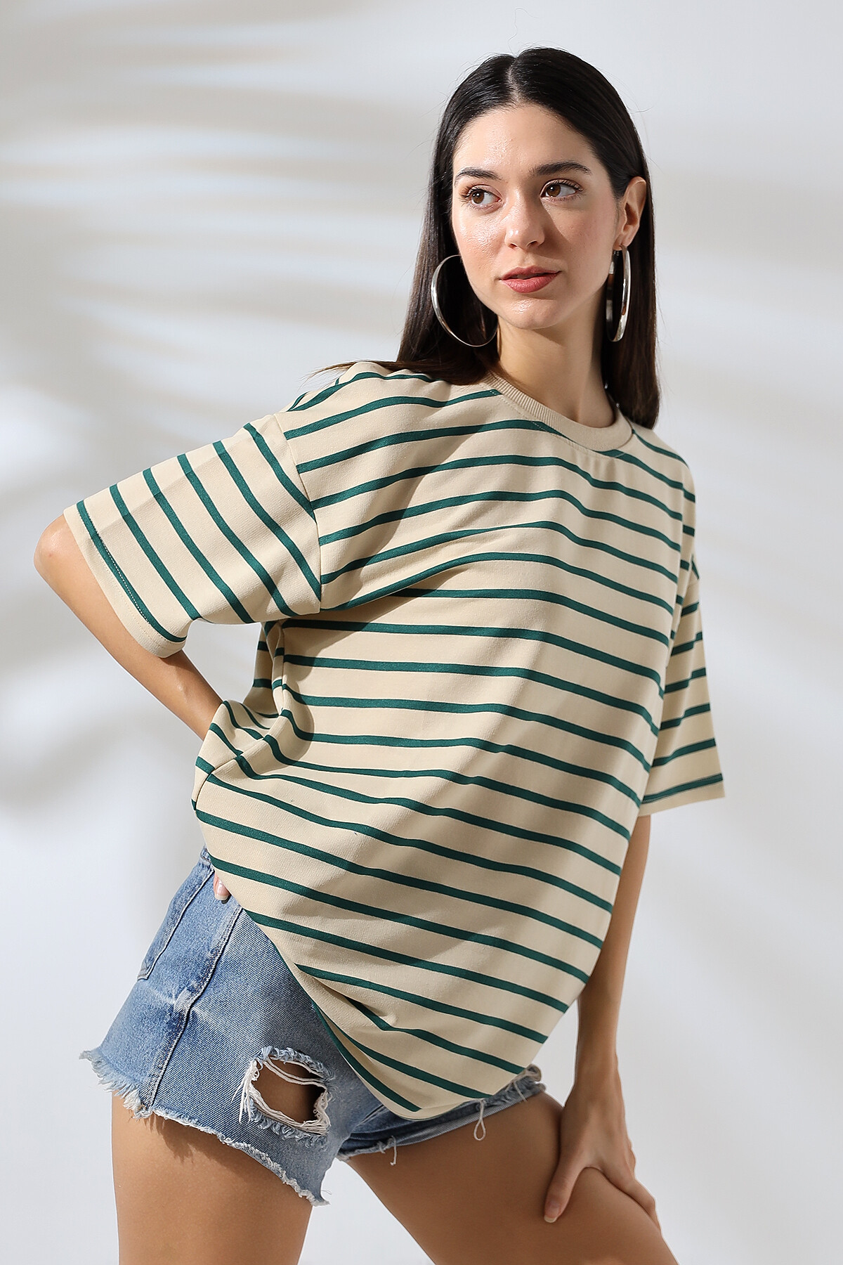 Çizgili Oversize T-Shirt