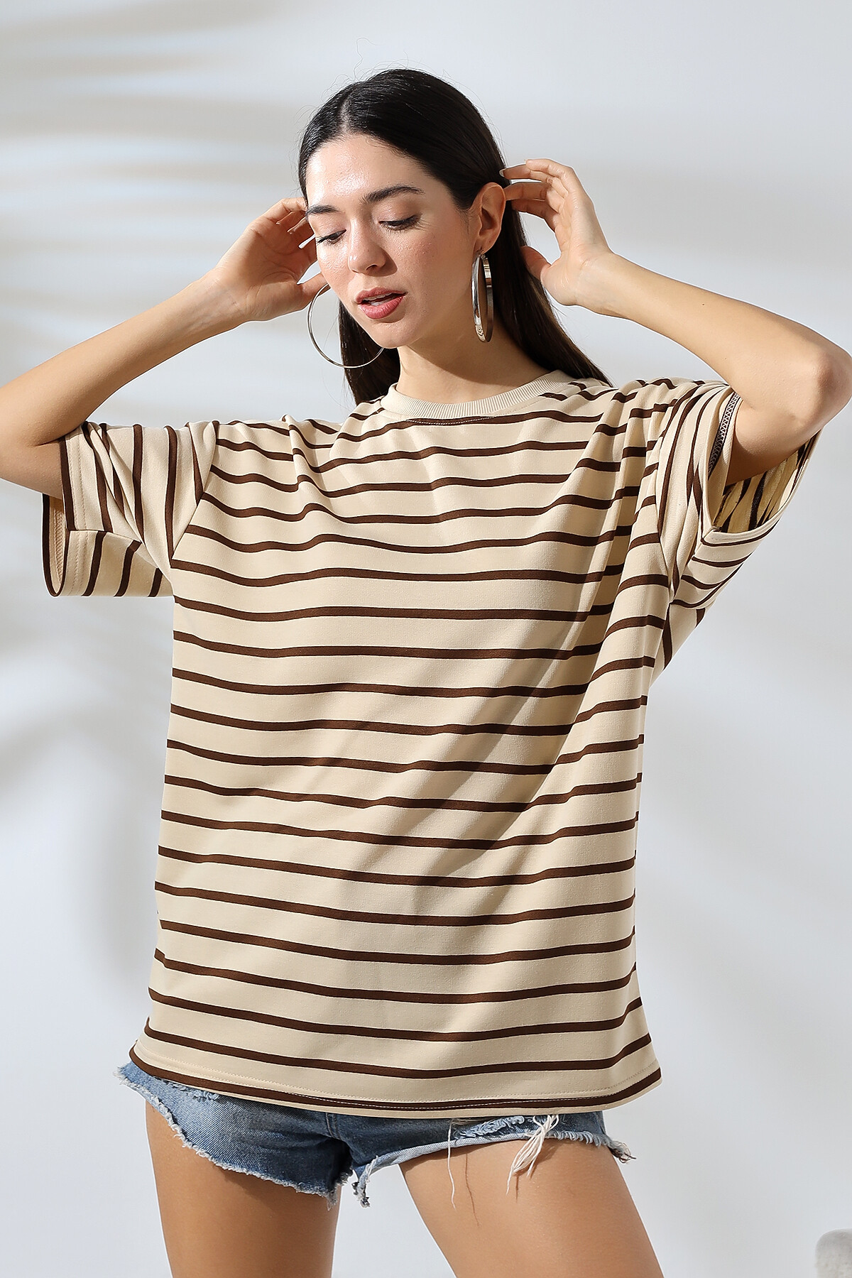 Çizgili Oversize T-Shirt