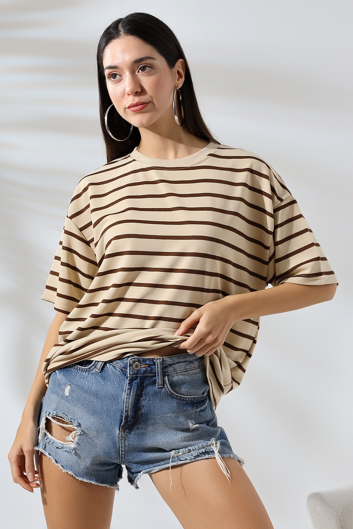 Çizgili Oversize T-Shirt