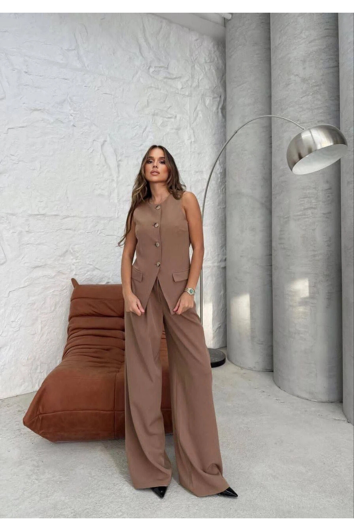 Atlas Kumaş Yelek Pantalon Takım