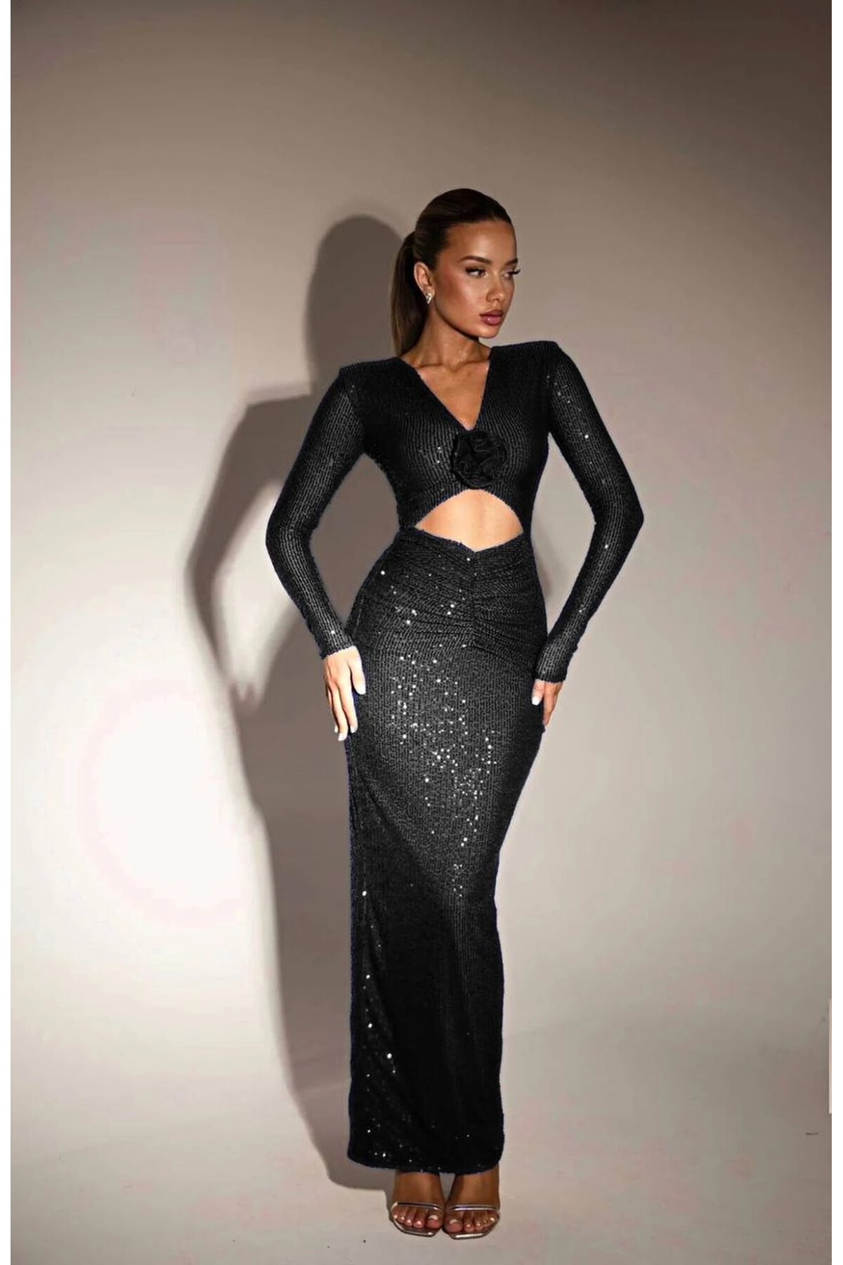 Pulpayet Kumaş Full Astarlı Maxi Boy Elbise