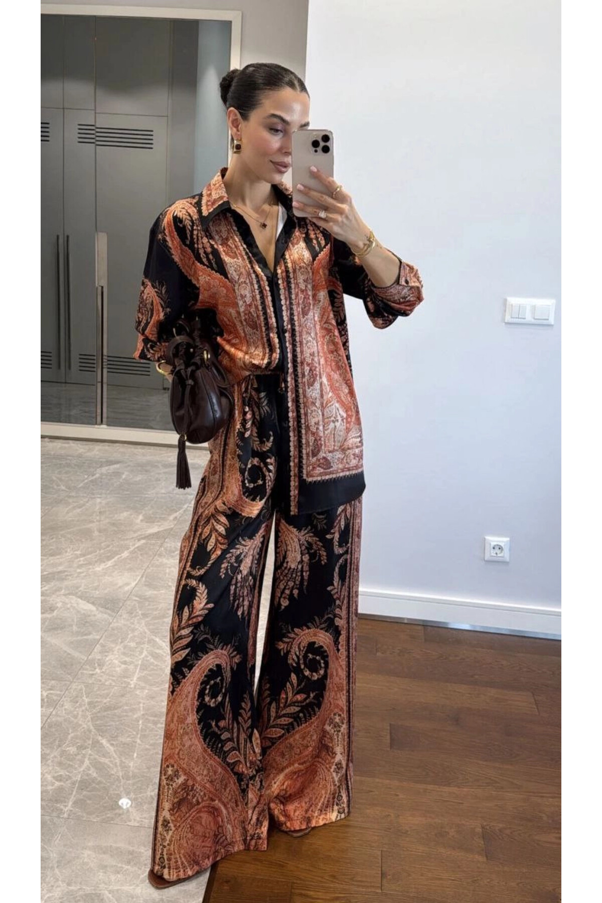 Zimmerman Desen Saten Takım kahve