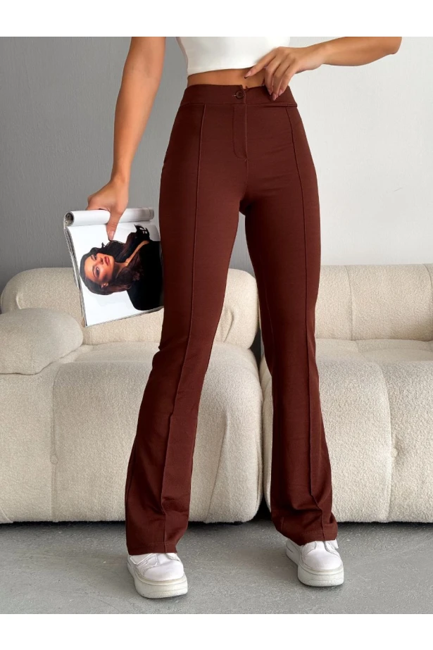 Likralı Çimalı Pantalon