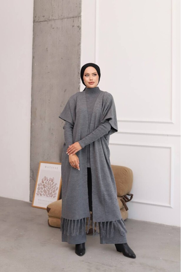 Bluz Pantalon ve Yelek 3 lü Triko Takım