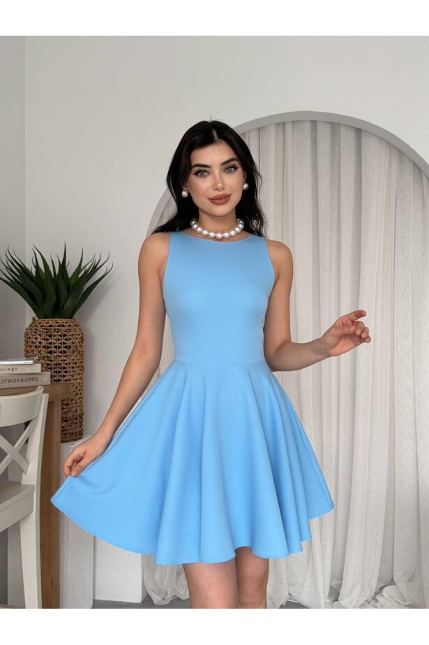 Cep Detaylı Elbise Mavi