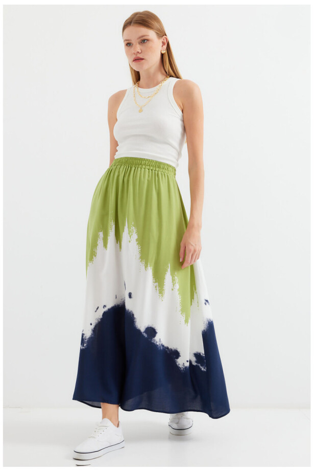 Desenli Uzun Viskon Etek