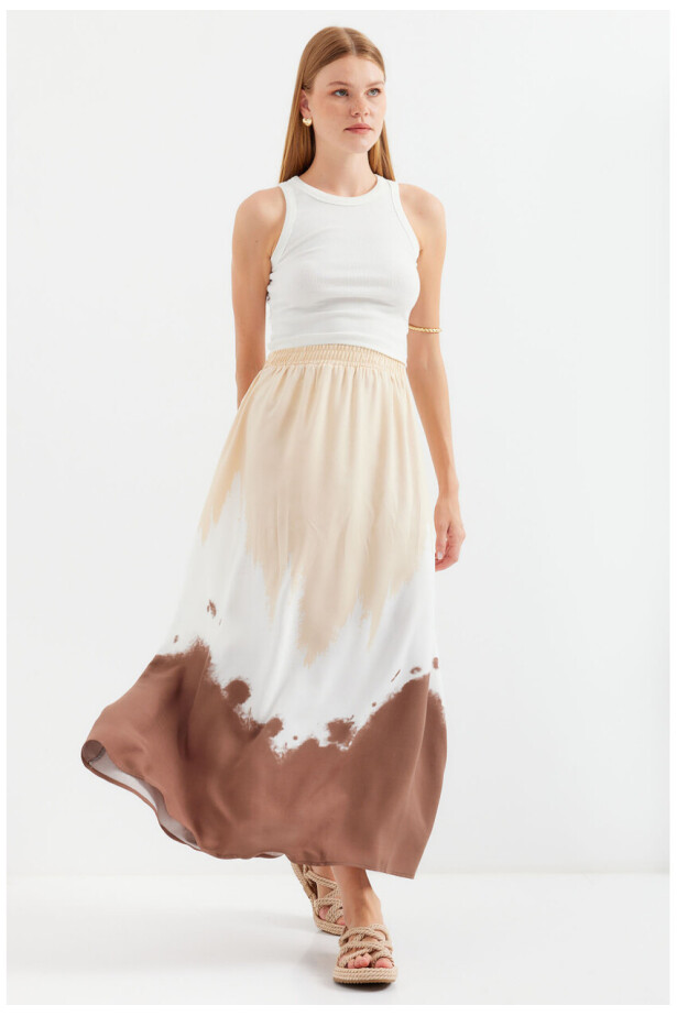 Desenli Uzun Viskon Etek