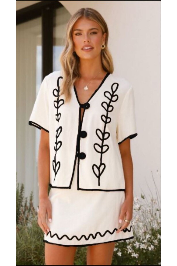 Keten Kumas Süzene Detaylı Takım Siyah