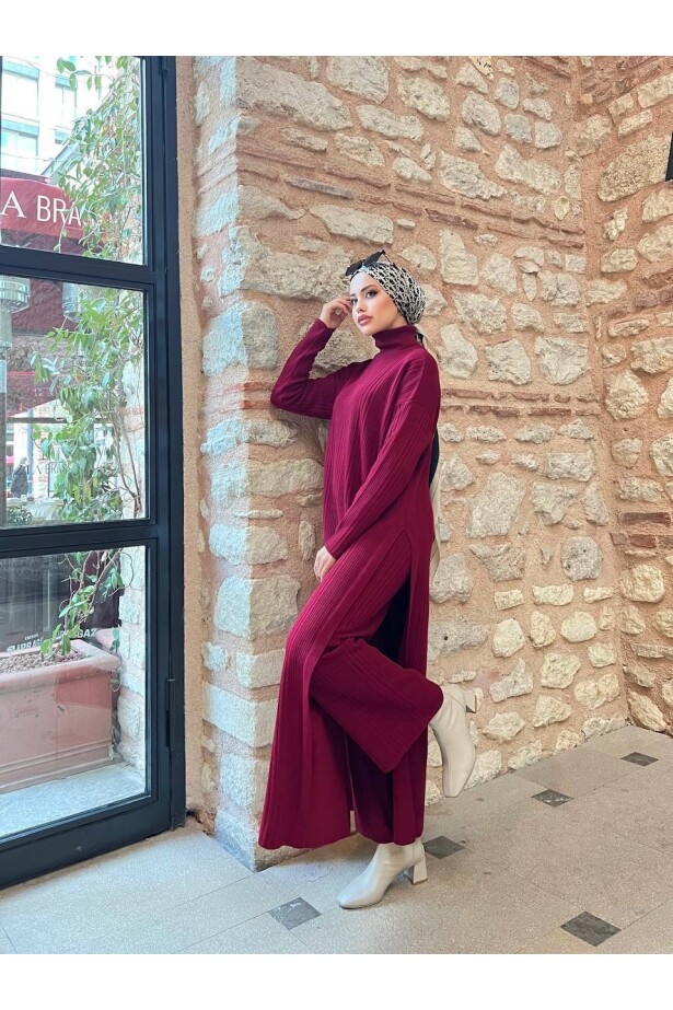 Pantalon Tunik Bordo Triko Takım