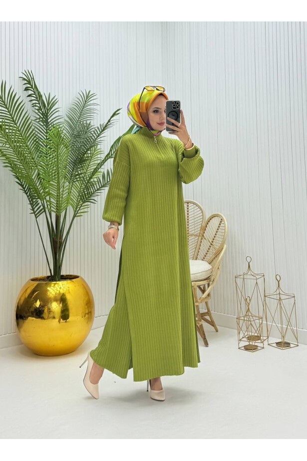 Pantalon Uzun Tunik Triko Takım Yeşil