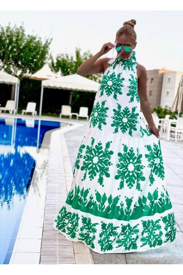 Reglan Kol Boyun Bagcıklı Astarlı Elbise