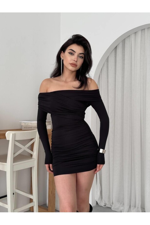 Straplez Elbise Siyah