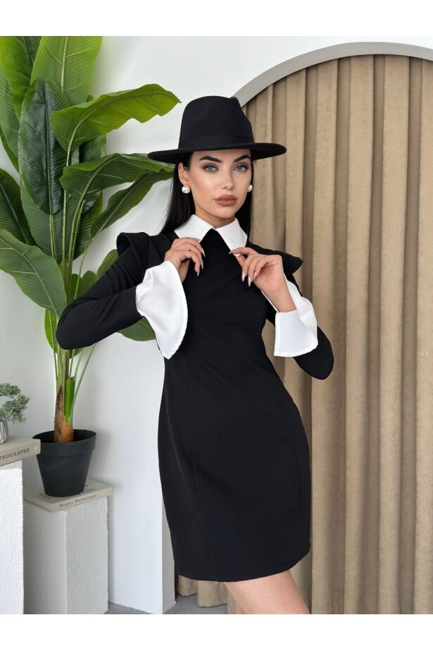 Yaka ve Kol Detay Elbise