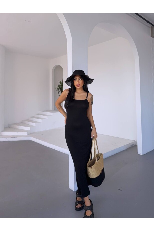 Ayarlanabilir Askılı Elbise Siyah