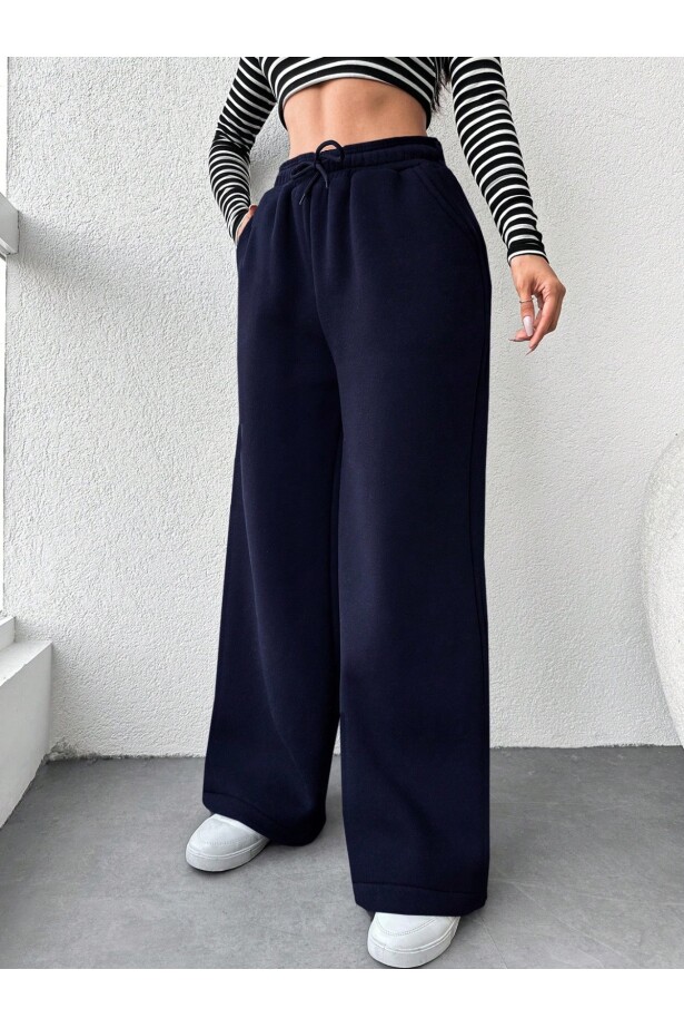 İki İplik Şardonlu Eşofman Altı Lacivert